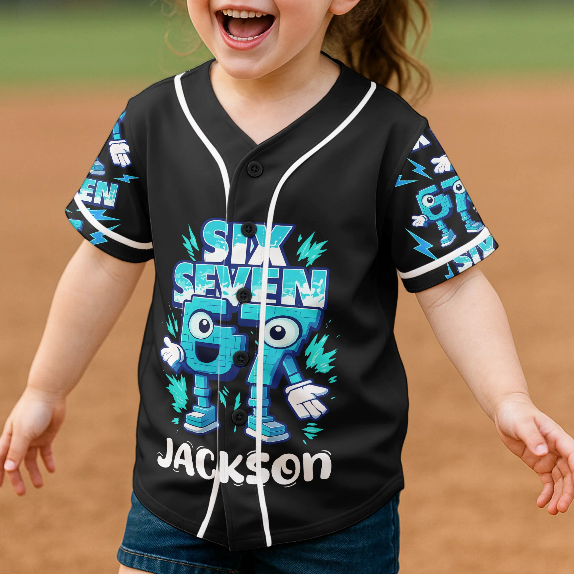 Brainrot Six Seven Kid Gaming - Personalized Jersey Shirt - Image 5