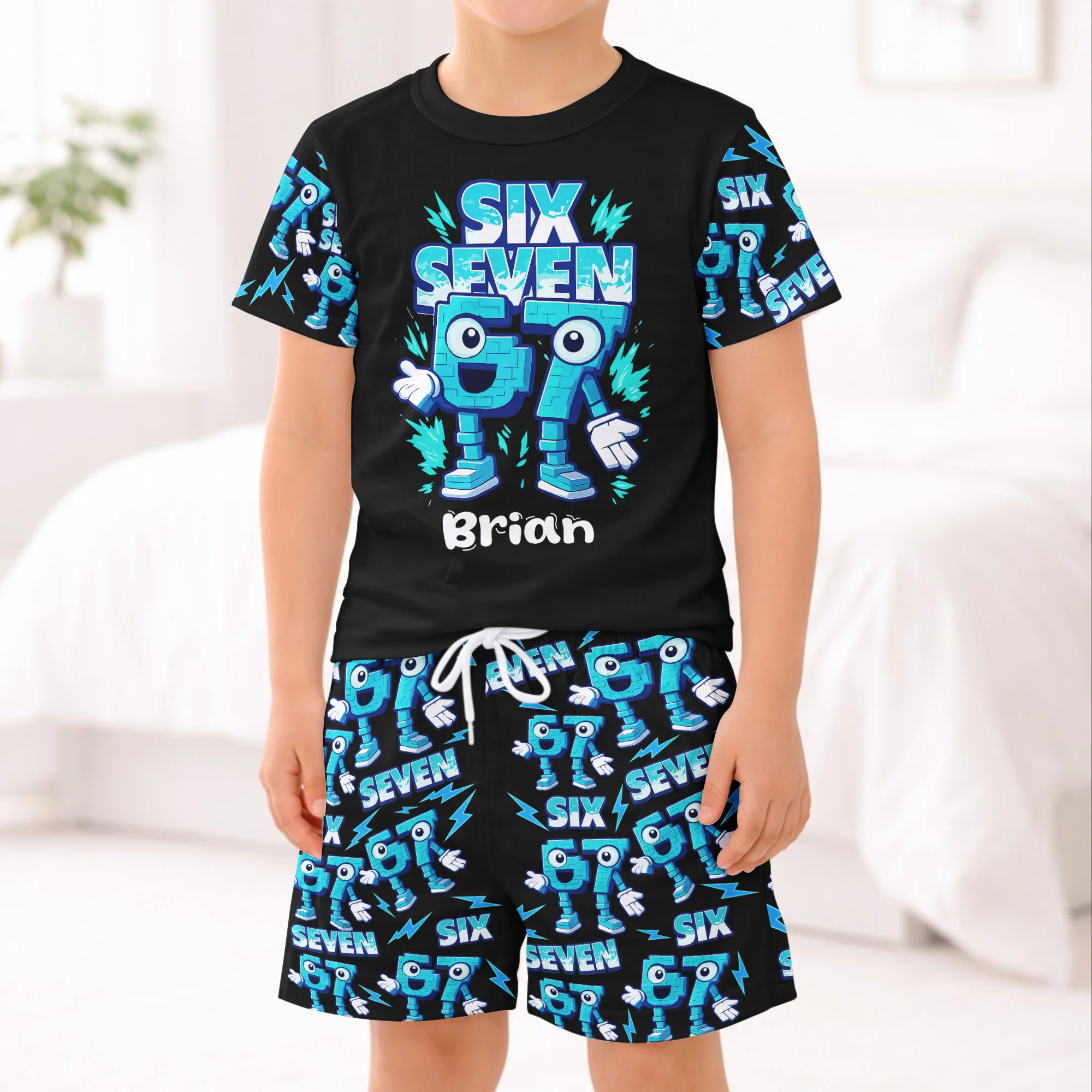 Brainrot Six Seven Kid Gaming - Personalized Kids Clothing Set - Image 2