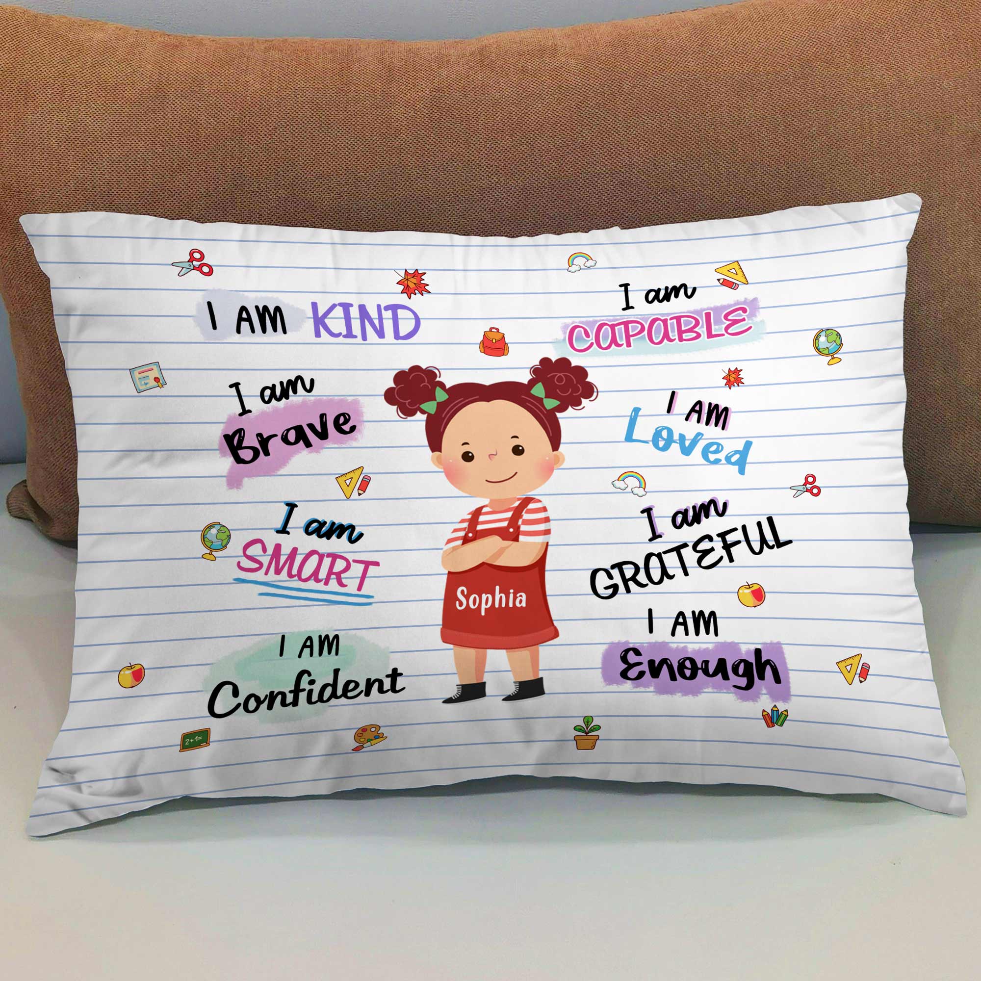 Brave, Smart, Confident - Personalized Toddler Pillow - Image 2