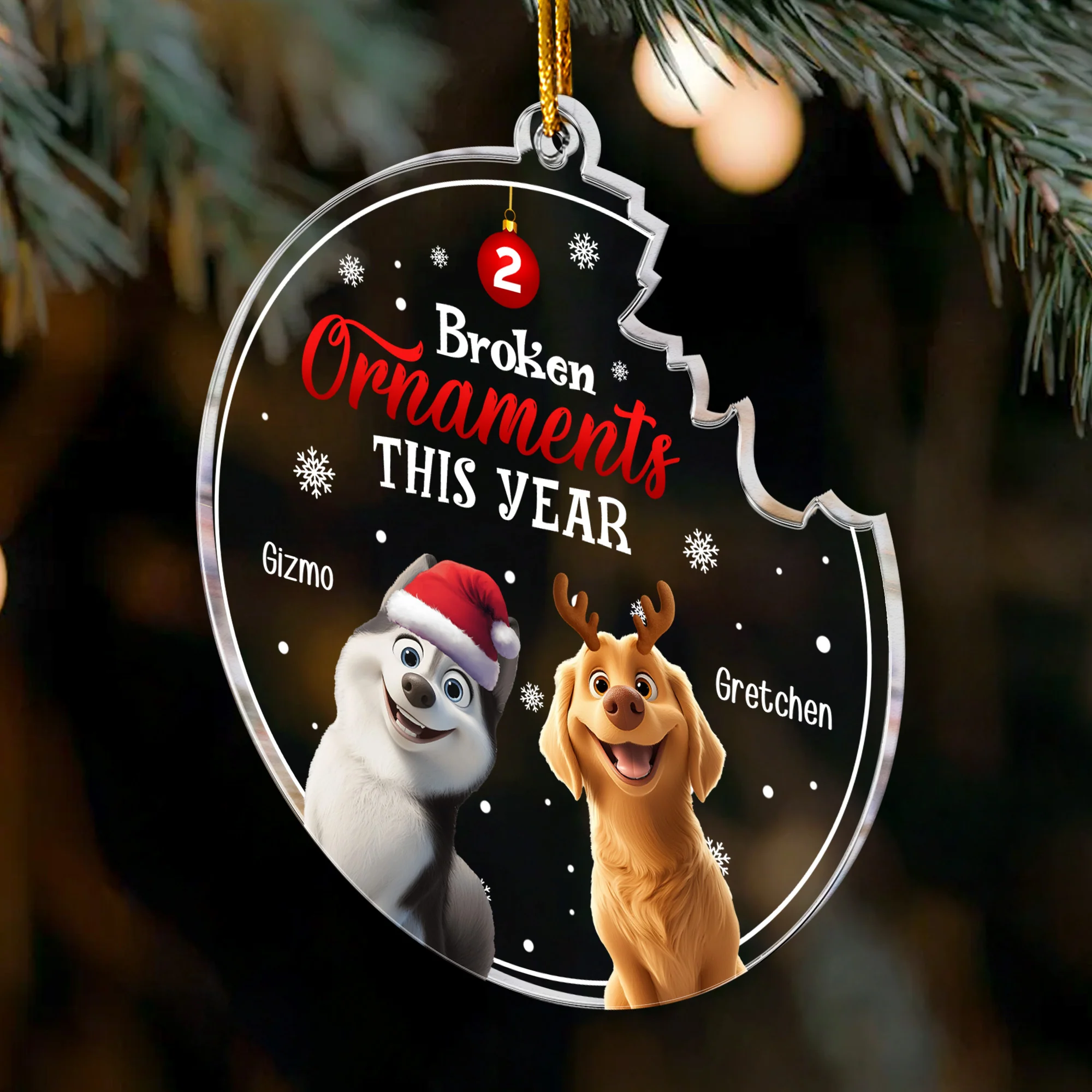 Broken Ornaments This Year With Naughty Pets - Personalized Acrylic Ornament - Image 3