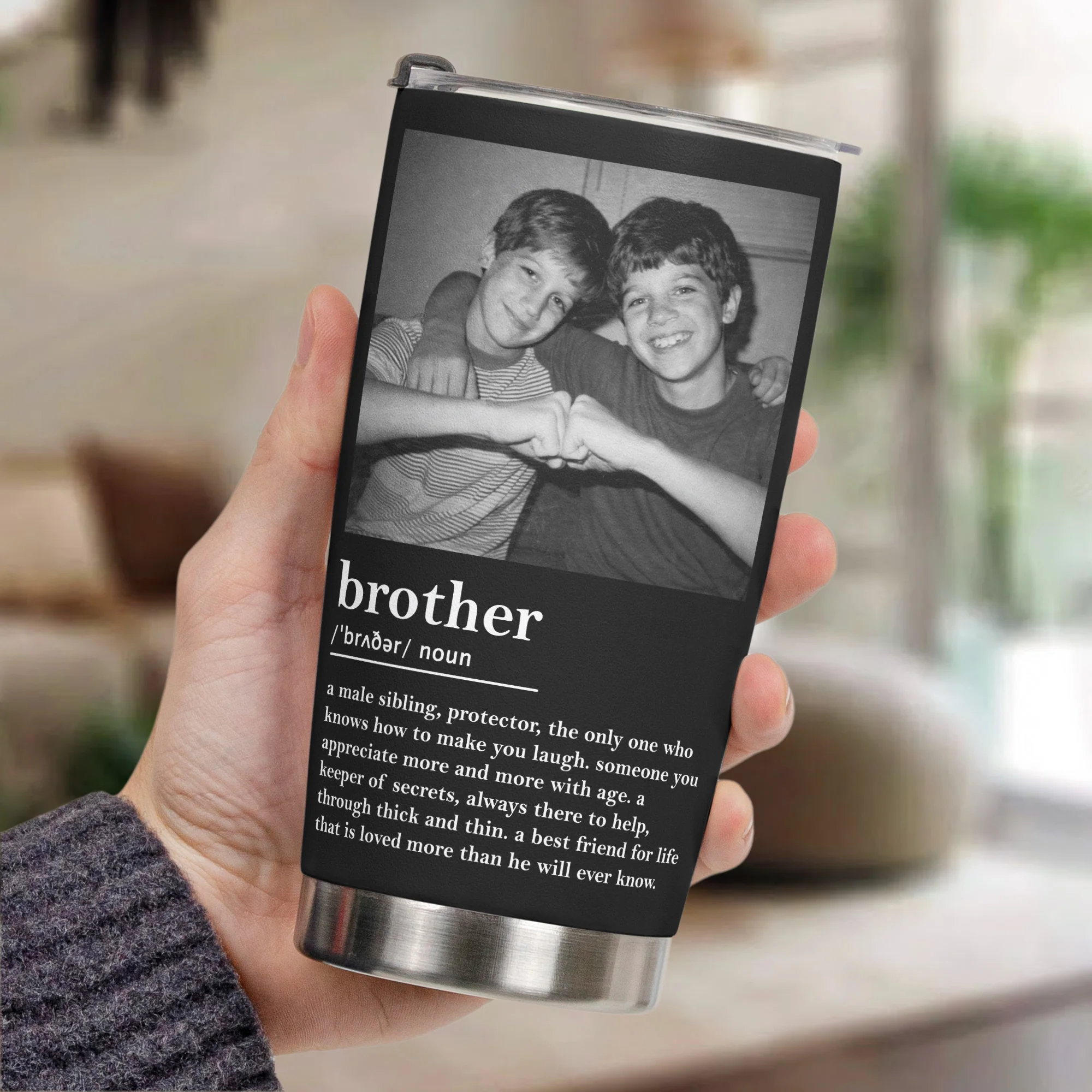 Brother Gifts Custom Vintage Photo - Forever Brothers - Personalized Photo Tumbler Cup - Image 5
