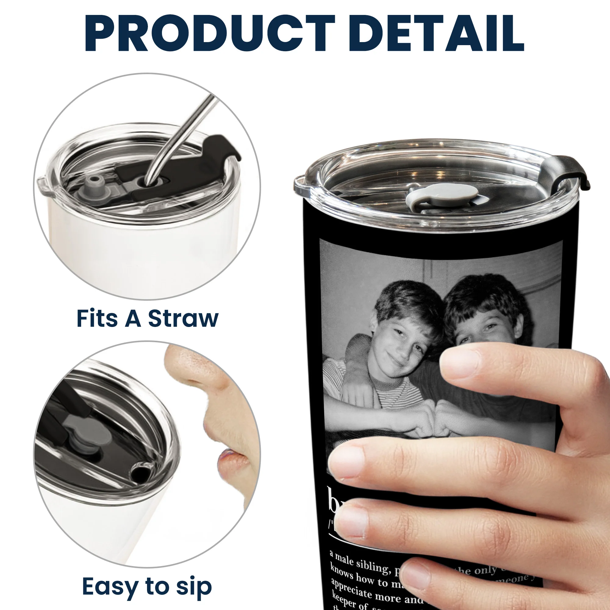 Brother Gifts Custom Vintage Photo - Forever Brothers - Personalized Photo Tumbler Cup - Image 8