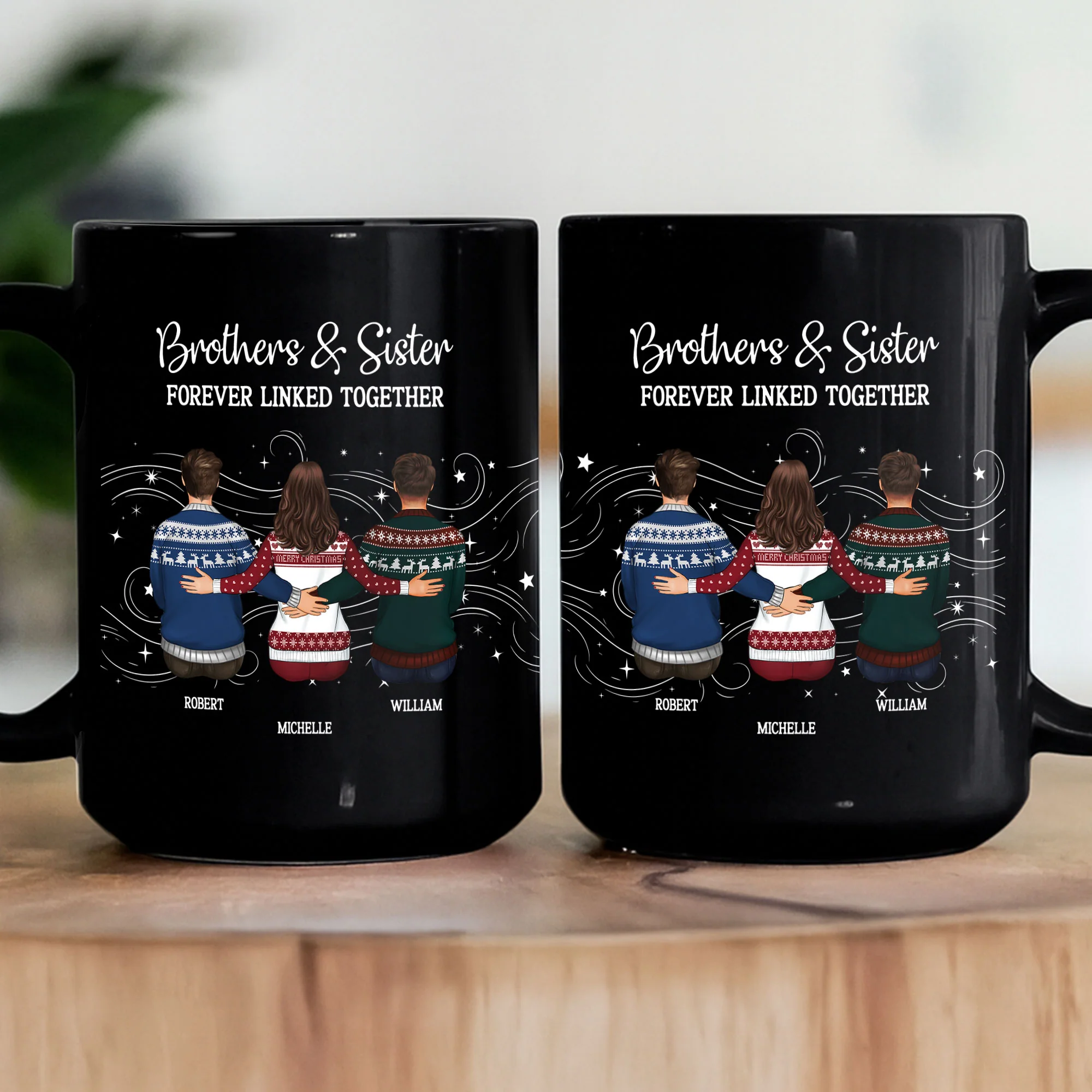 Brother Sister Forever Linked Together - Personalized Mug - Image 3