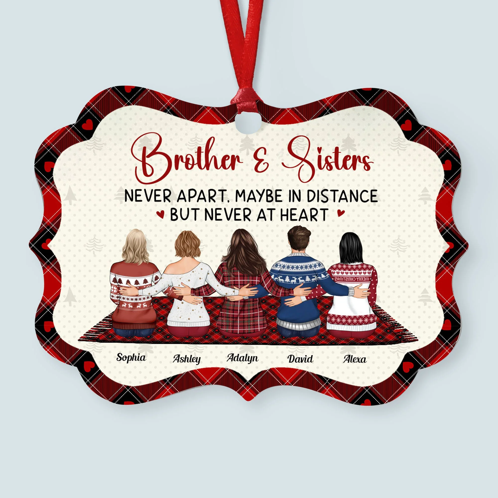Brother & Sister Never Apart - Personalized Aluminum Ornament - Image 4