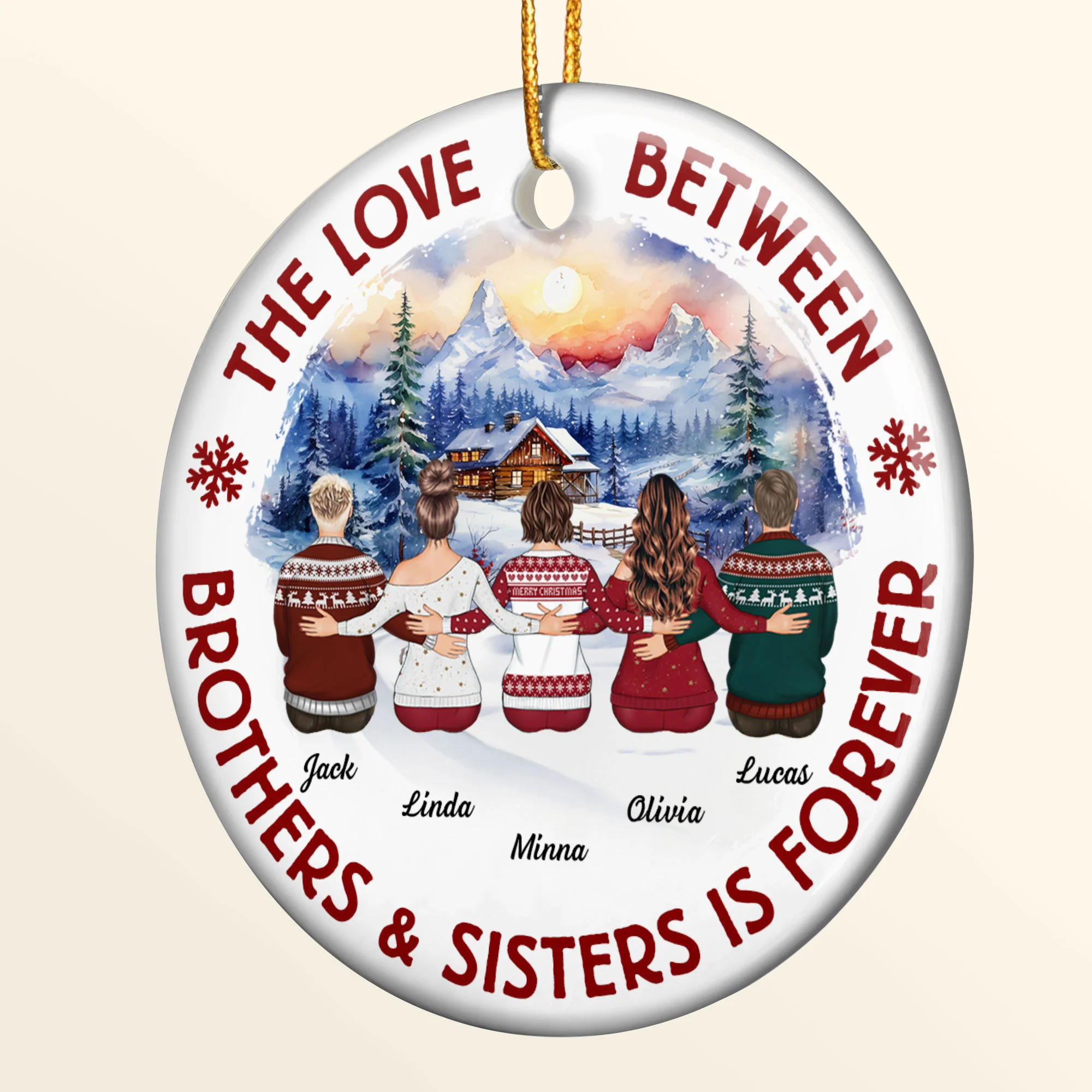Brothers & Sisters Forever Gifts For Christmas Family - Personalized Ceramic Ornament - Image 5