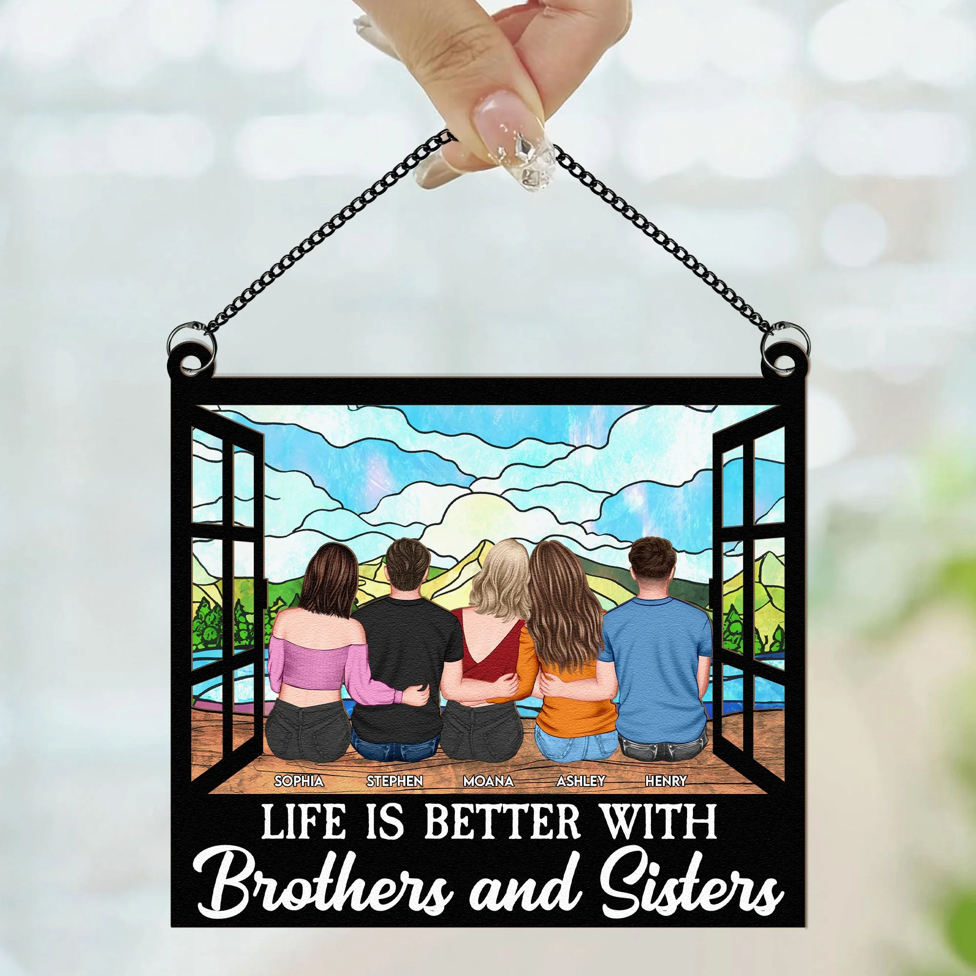Brothers & Sisters - Personalized Window Hanging Suncatcher Ornament - Image 2