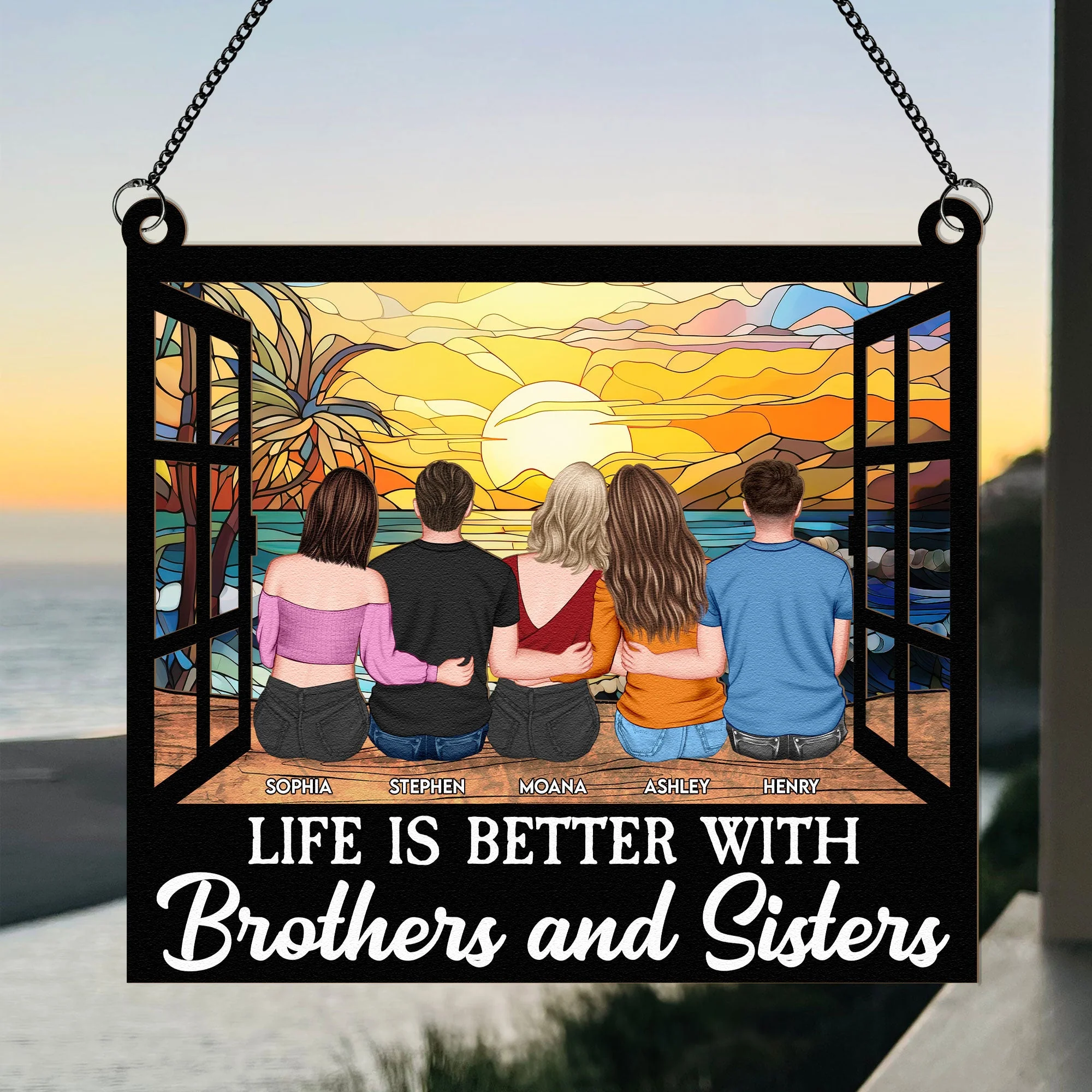 Brothers & Sisters - Personalized Window Hanging Suncatcher Ornament - Image 3