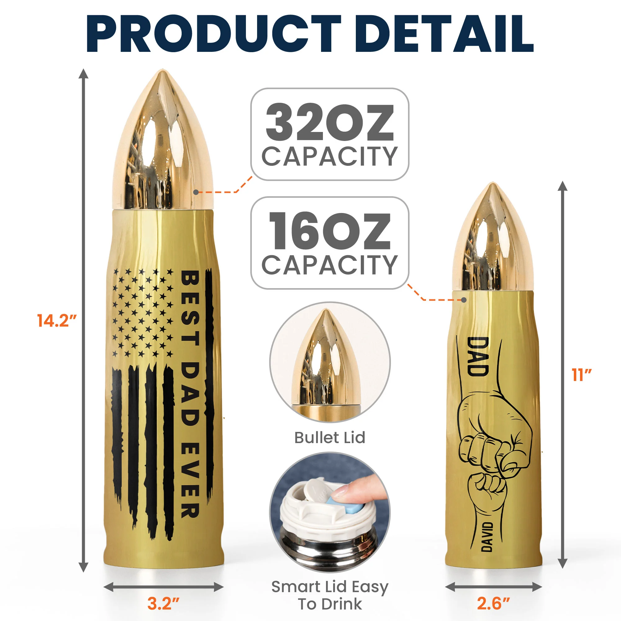 Bullet Tumbler Custom Best Dad Ever - Personalized Tumbler Cup - Image 5