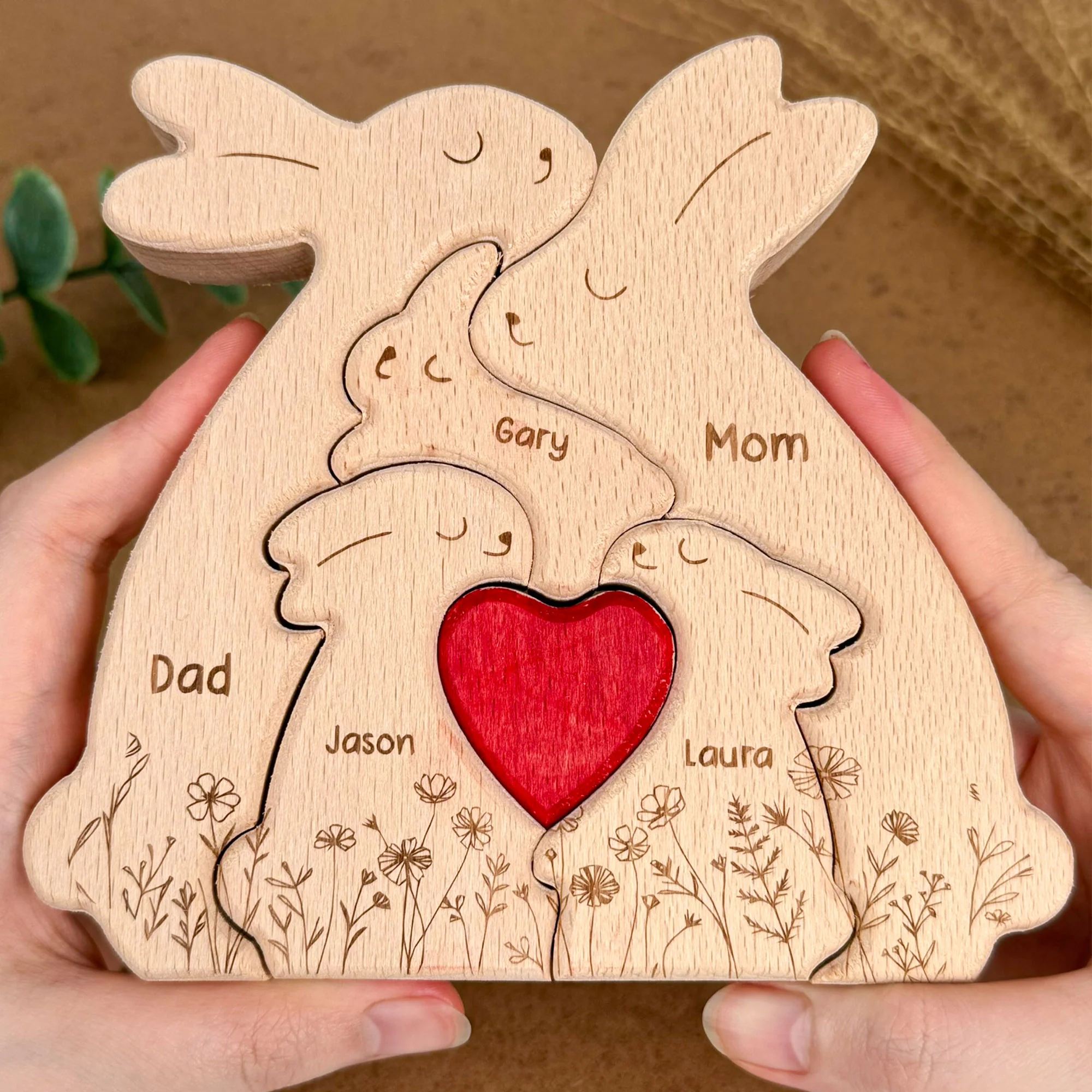 Bunny Family - Personalized Wooden Bunny Family Puzzle - Image 3