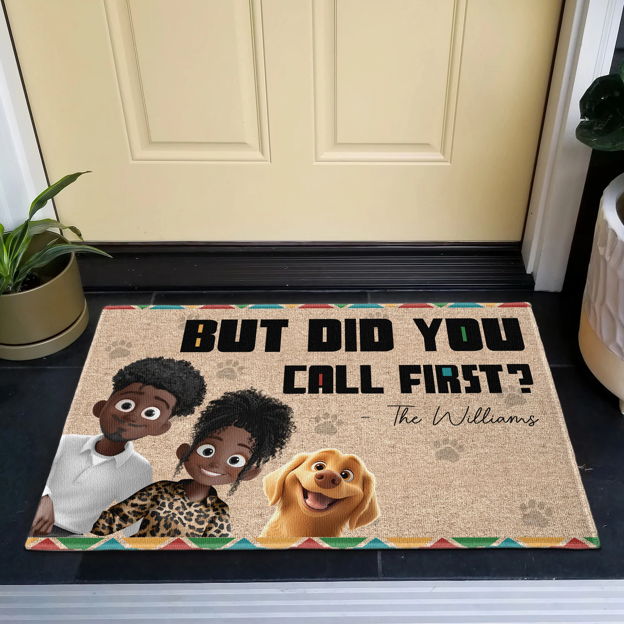 But Did You Call First Couple With Dog Home Decor - Personalized Doormat - Image 2