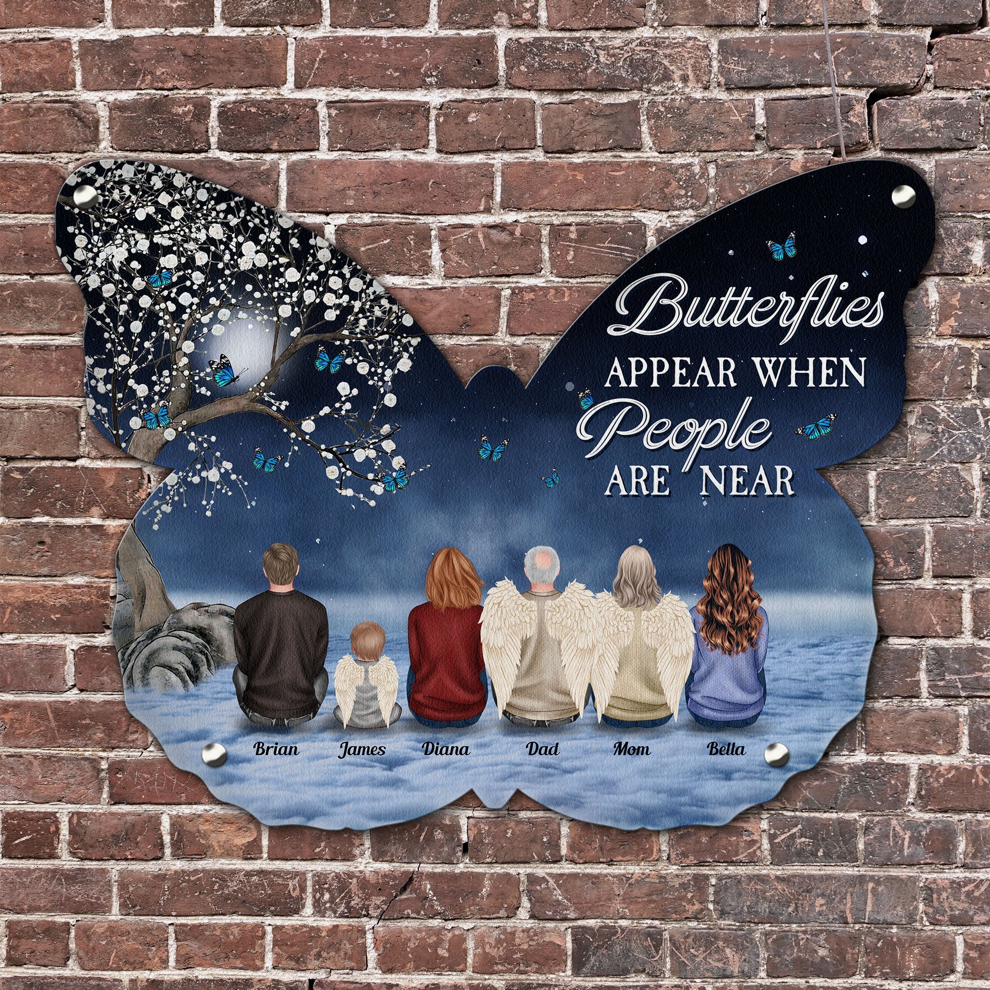Butterflies Appear When Angels Are Near - Personalized Butterfly Shaped Metal Sign - Image 2
