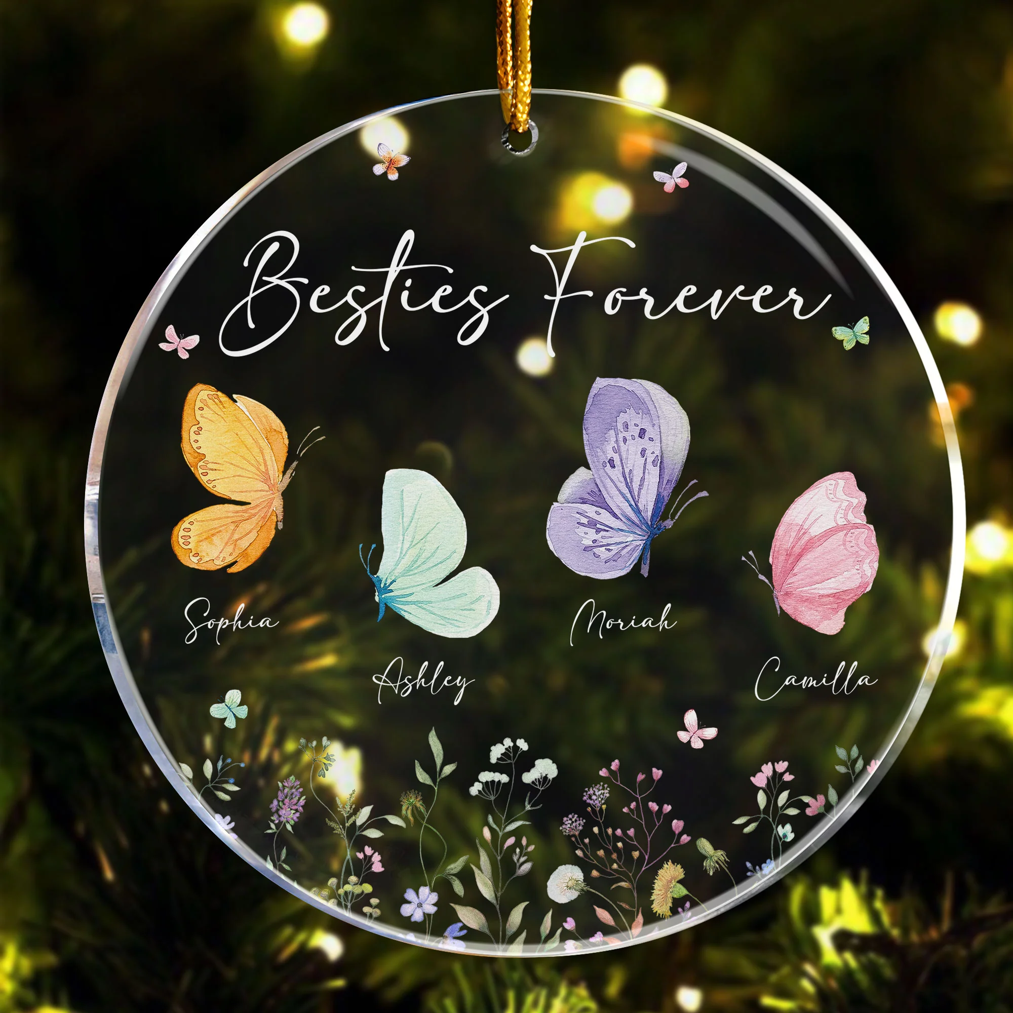 Butterfly - Besties Forever - Personalized Acrylic Ornament - Image 4