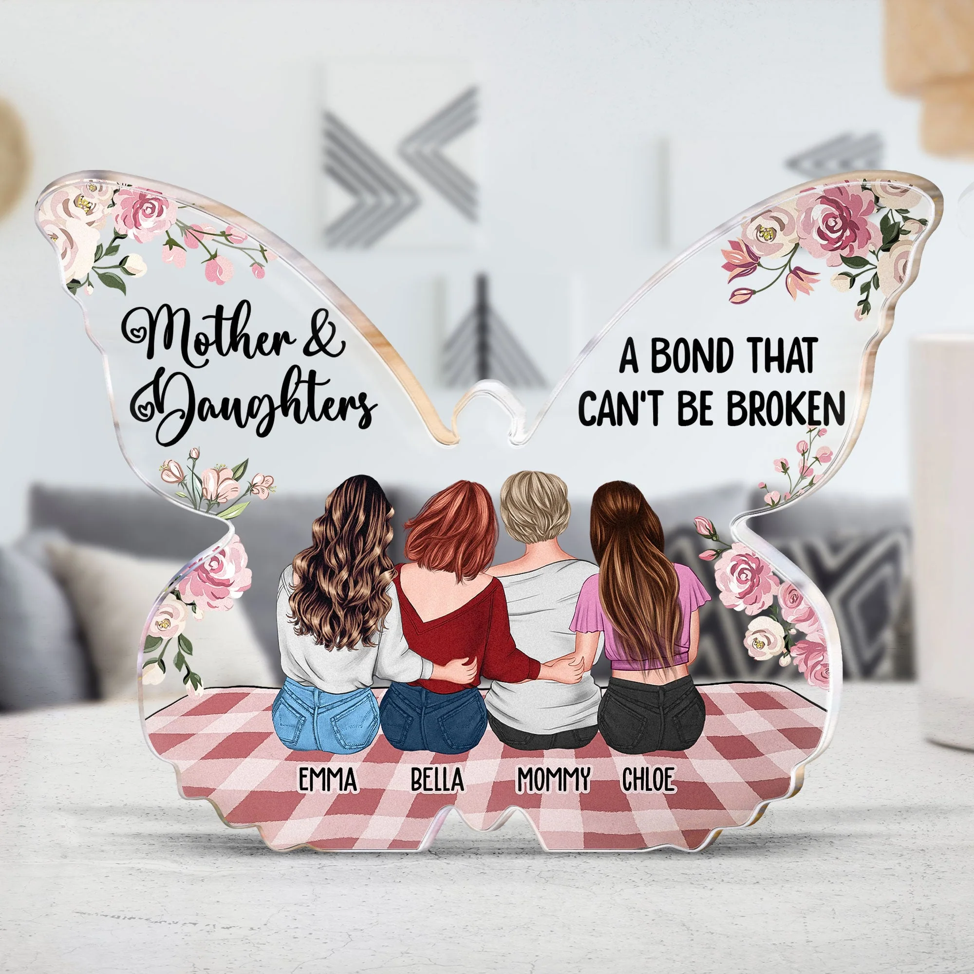 Butterfly Plaque Mother & Daughters Unbreakable Bond - Personalized Acrylic Plaque - Image 4