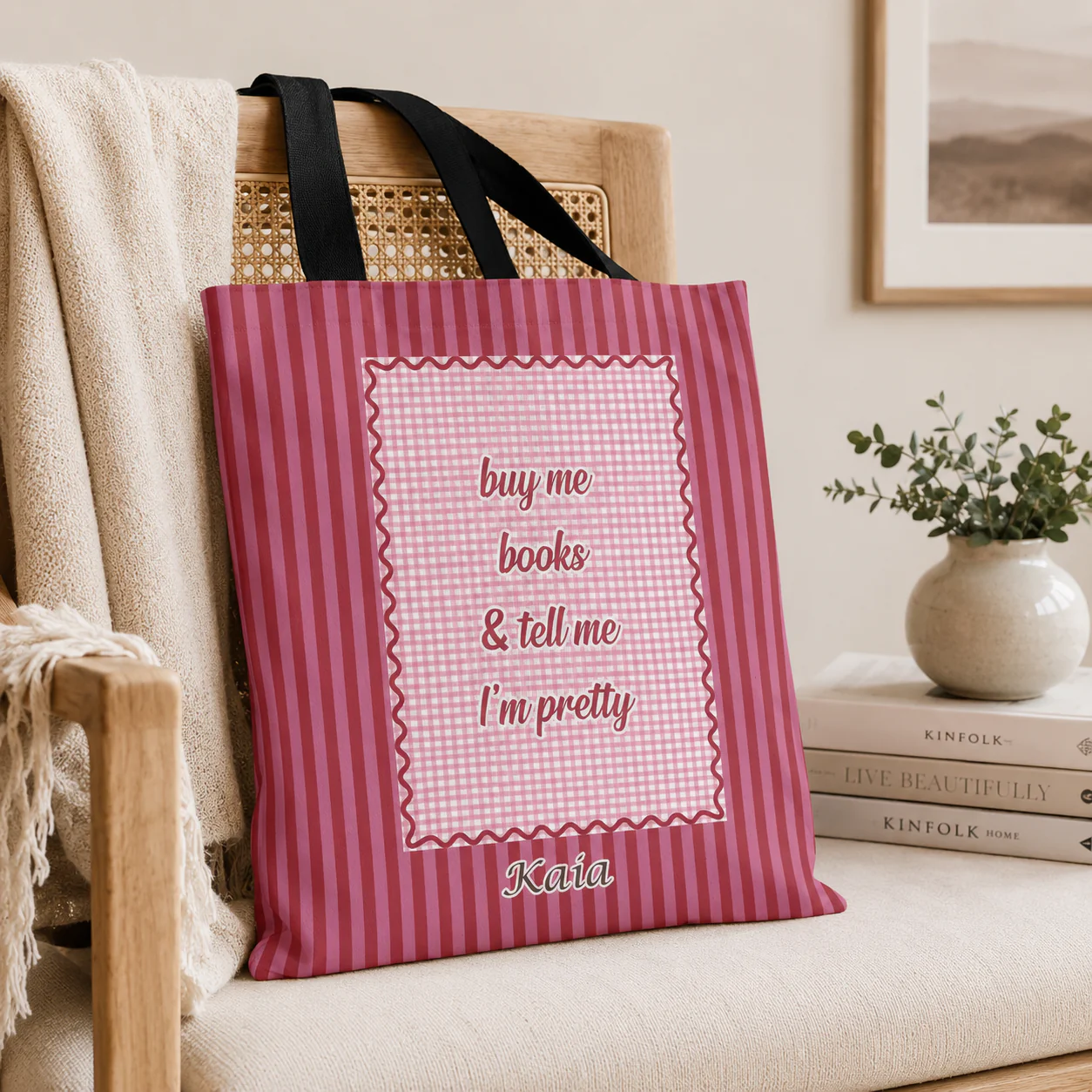 Buy Me Books & Tell Me I'm Pretty - Personalized Tote Bag - Image 5