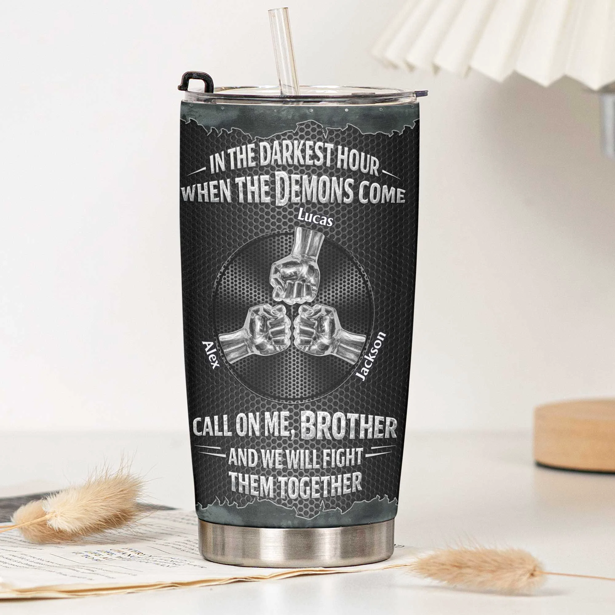 Call On Me Brother And We Will Fight Them Together - Personalized Tumbler - Image 4