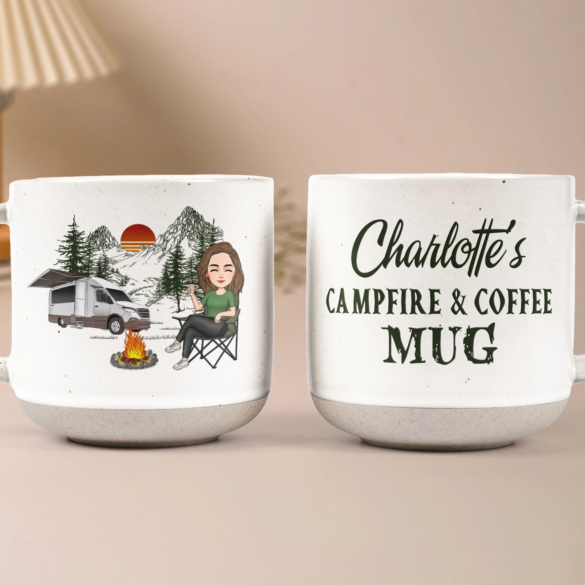 Campfire And Coffee Mug - Personalized Pottery Mug - Image 6
