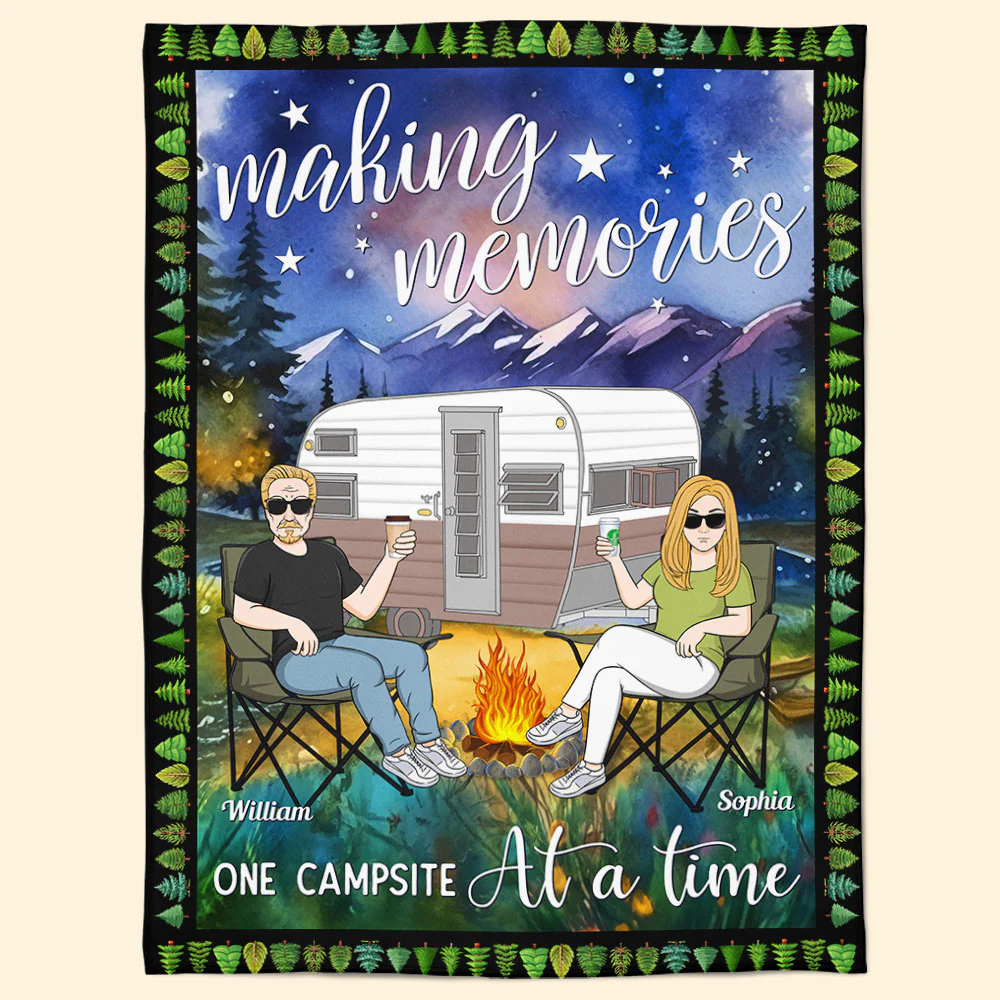 Camping Making Memories One Campsite At A Time - Personalized Blanket - Image 2