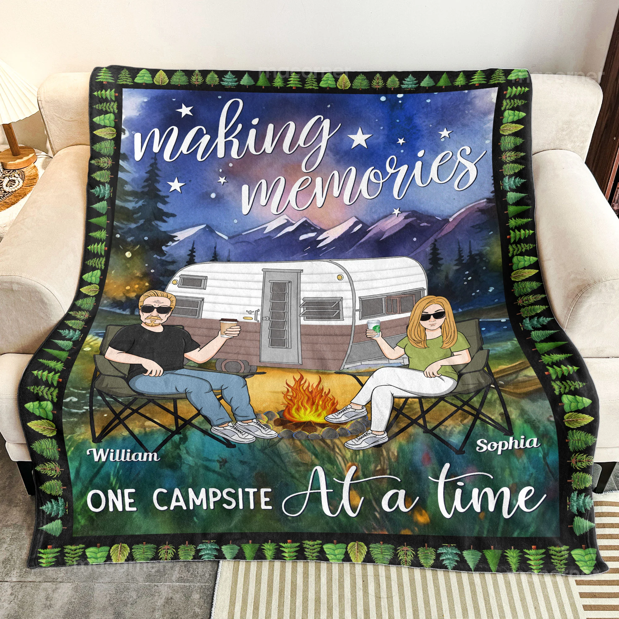 Camping Making Memories One Campsite At A Time - Personalized Blanket - Image 5