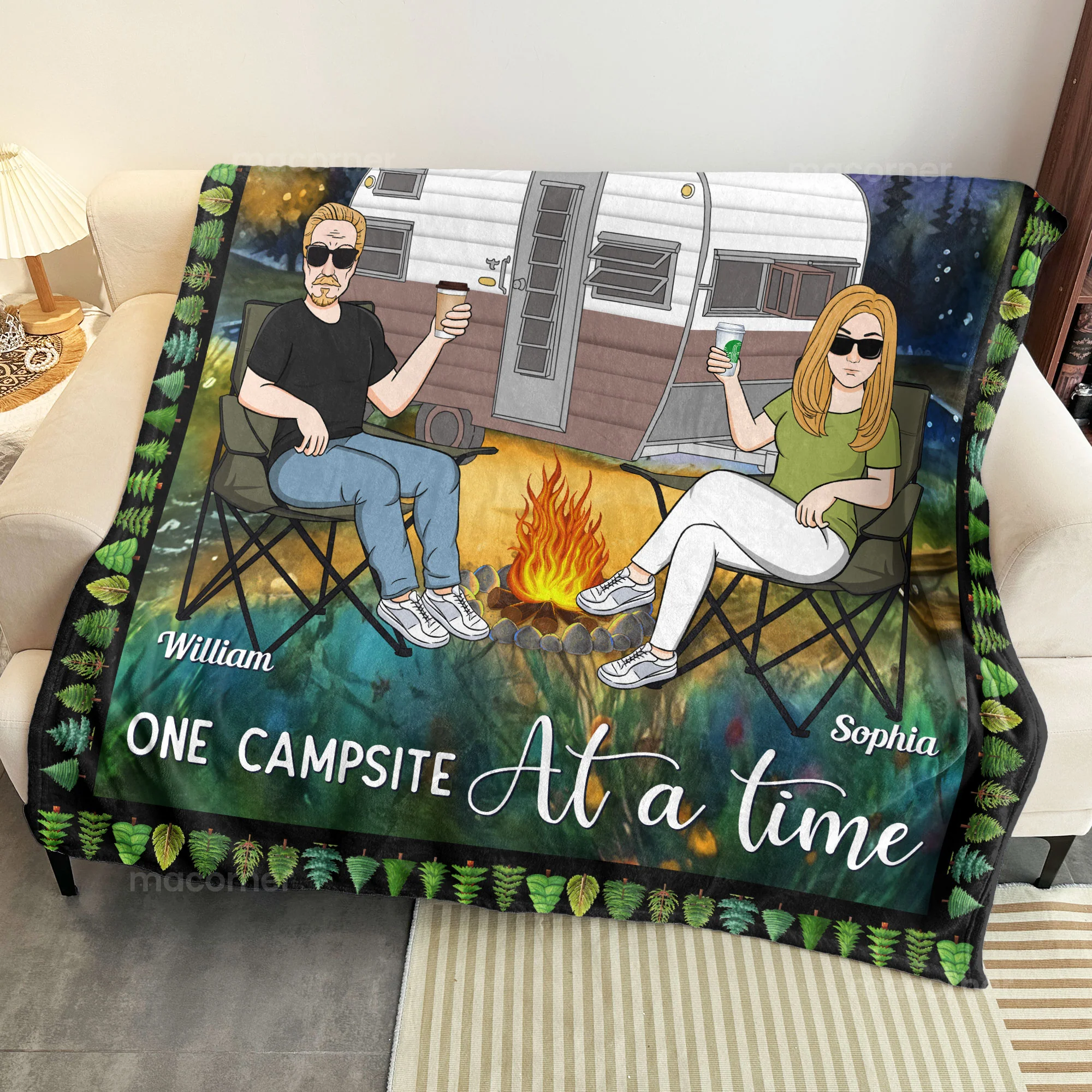 Camping Making Memories One Campsite At A Time - Personalized Blanket - Image 6