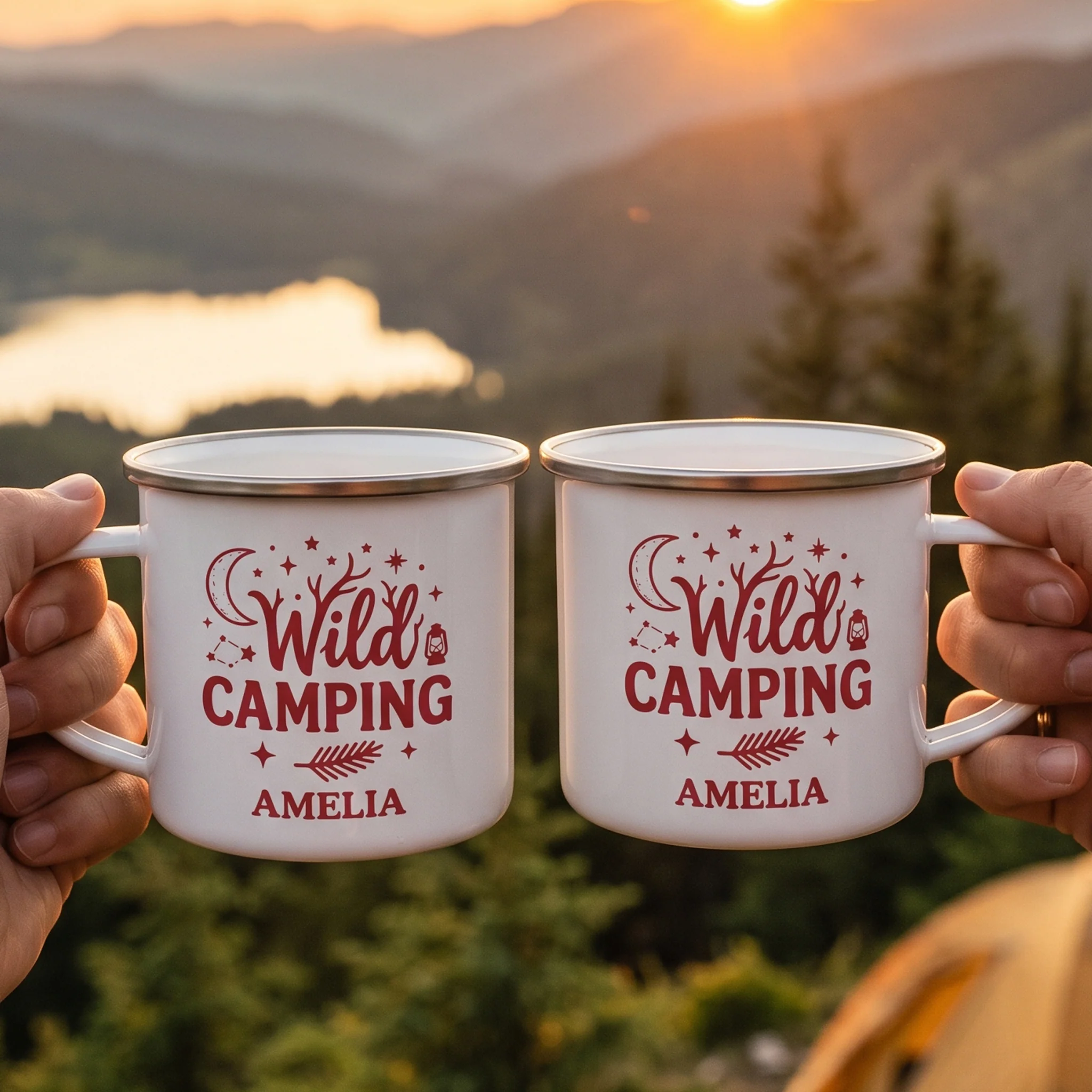 Camping Mug, Family Travel Camper Custom Monogram, Name Adventure Enamel Mug - Personalized Mugs - Image 2