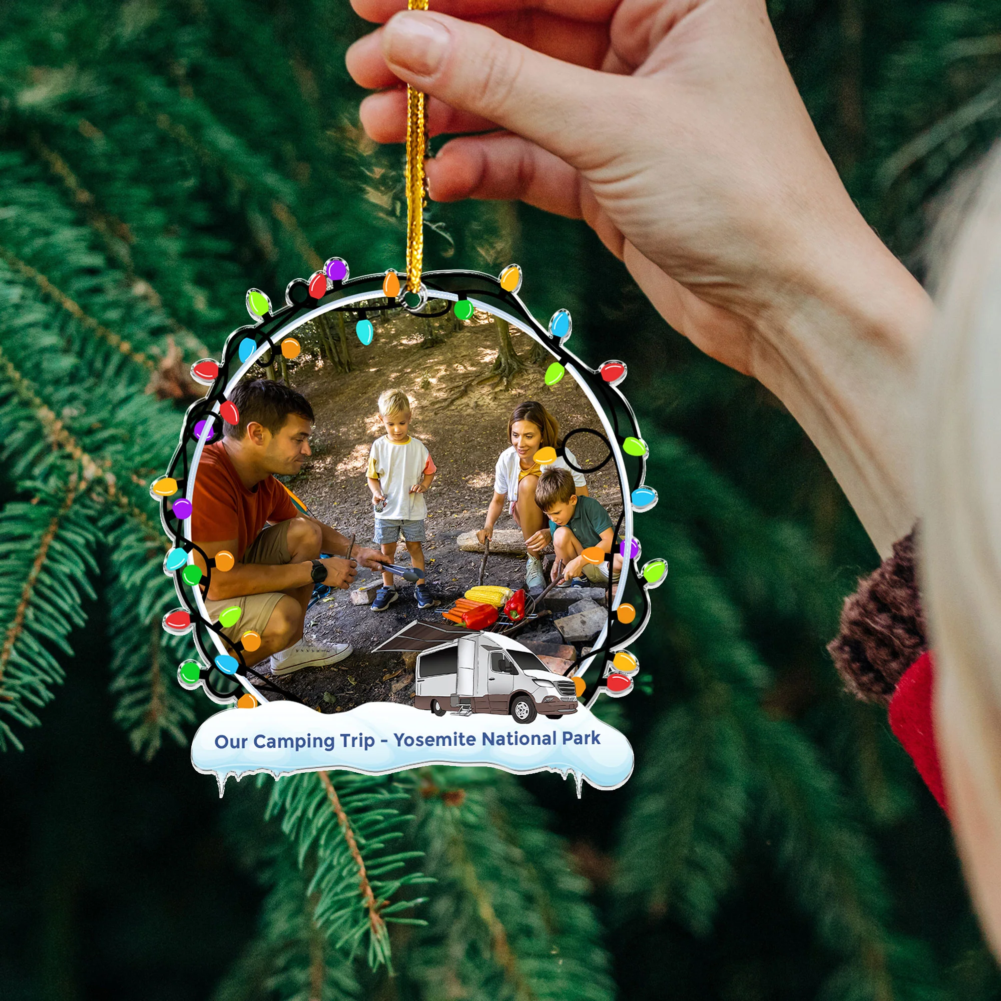 Campsite - Personalized Acrylic Photo Ornament - Image 2