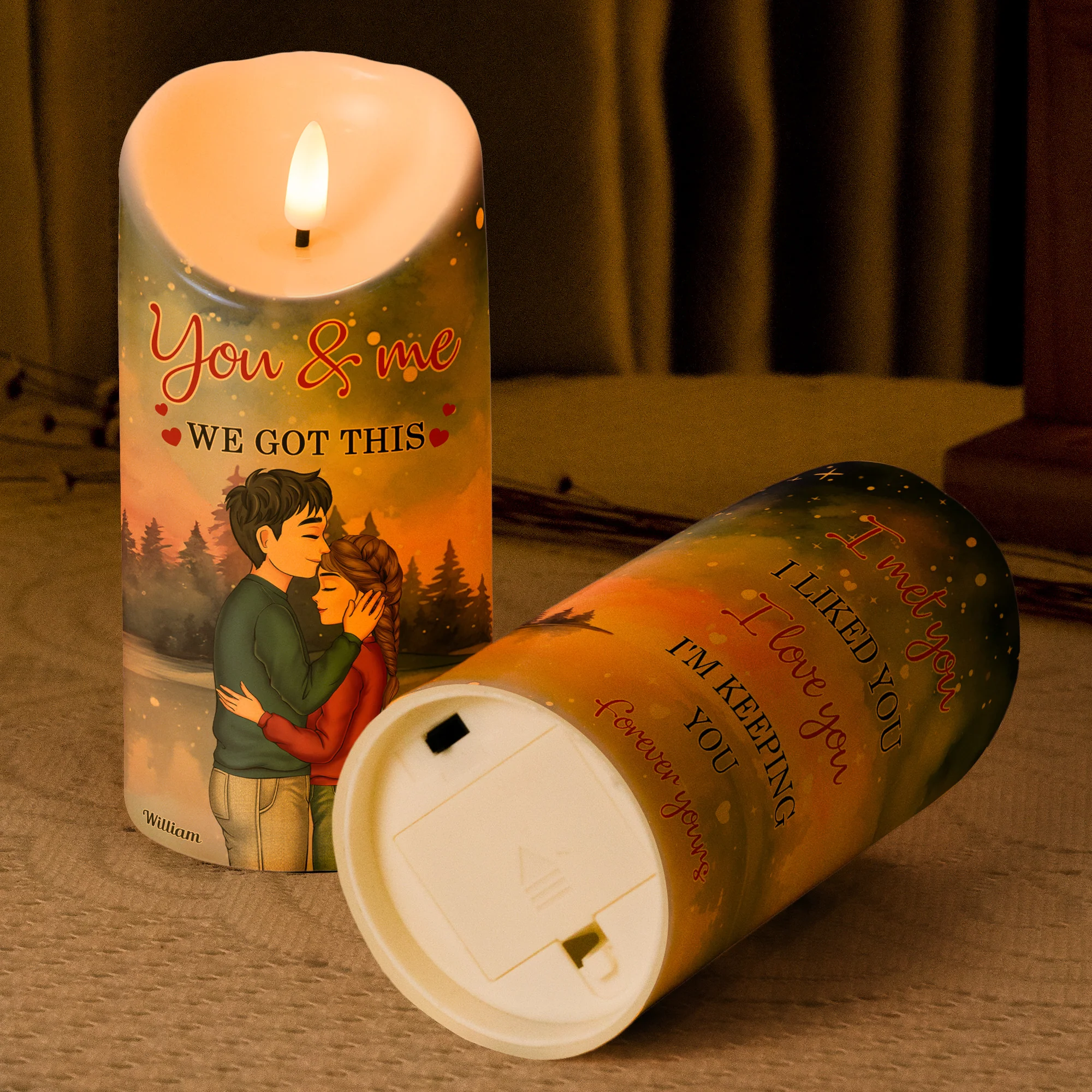 Candle Couple I Met You I Liked You I Love You - Personalized LED Candle - Image 3