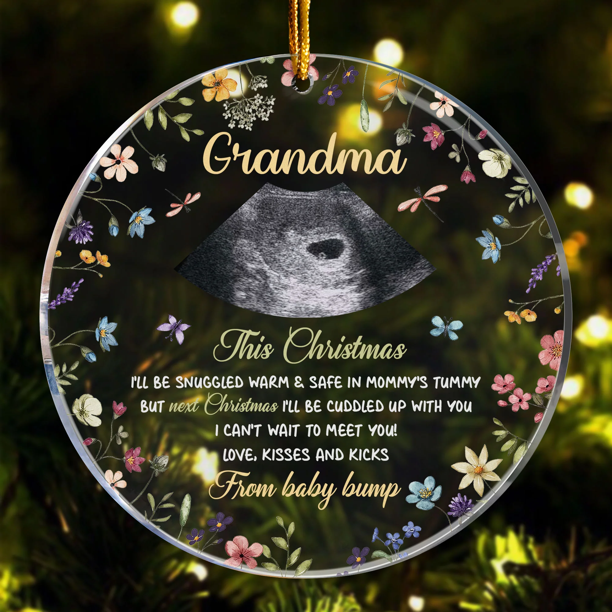 Can't Wait To Meet You Baby Bump - Personalized Acrylic Photo Ornament - Image 6