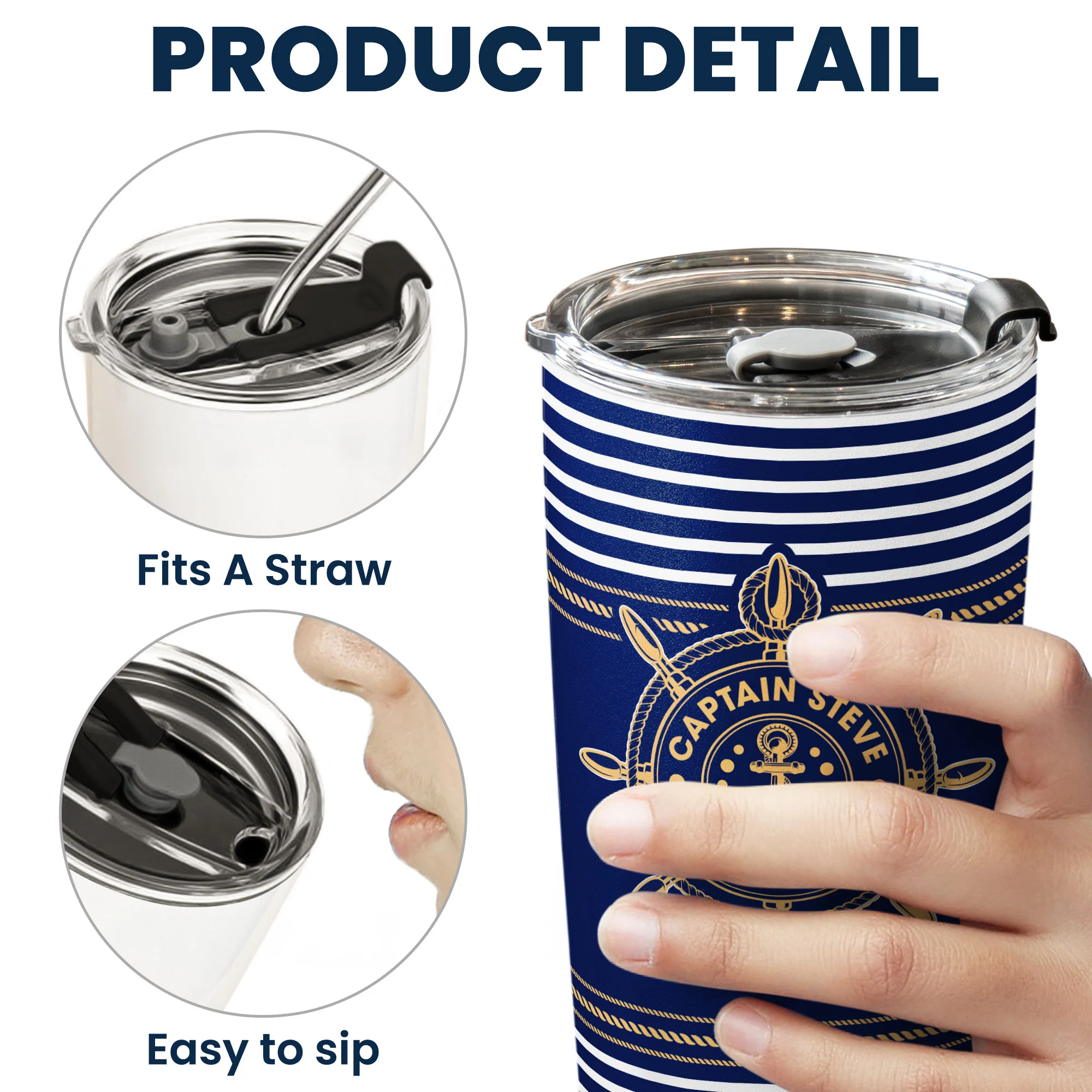 Captain, First Mate, Boat Name - Personalized Tumbler Cup - Image 5