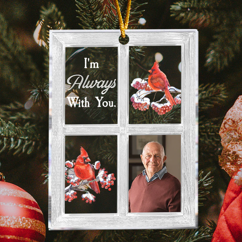 Cardinal Window - Personalized Acrylic Photo Ornament - Image 4