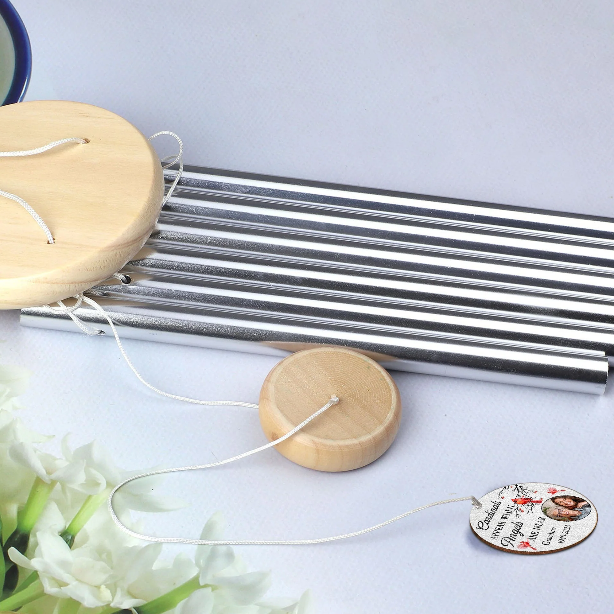 Cardinals Appear When Angels Are Near - Personalized Photo Wind Chimes - Image 3