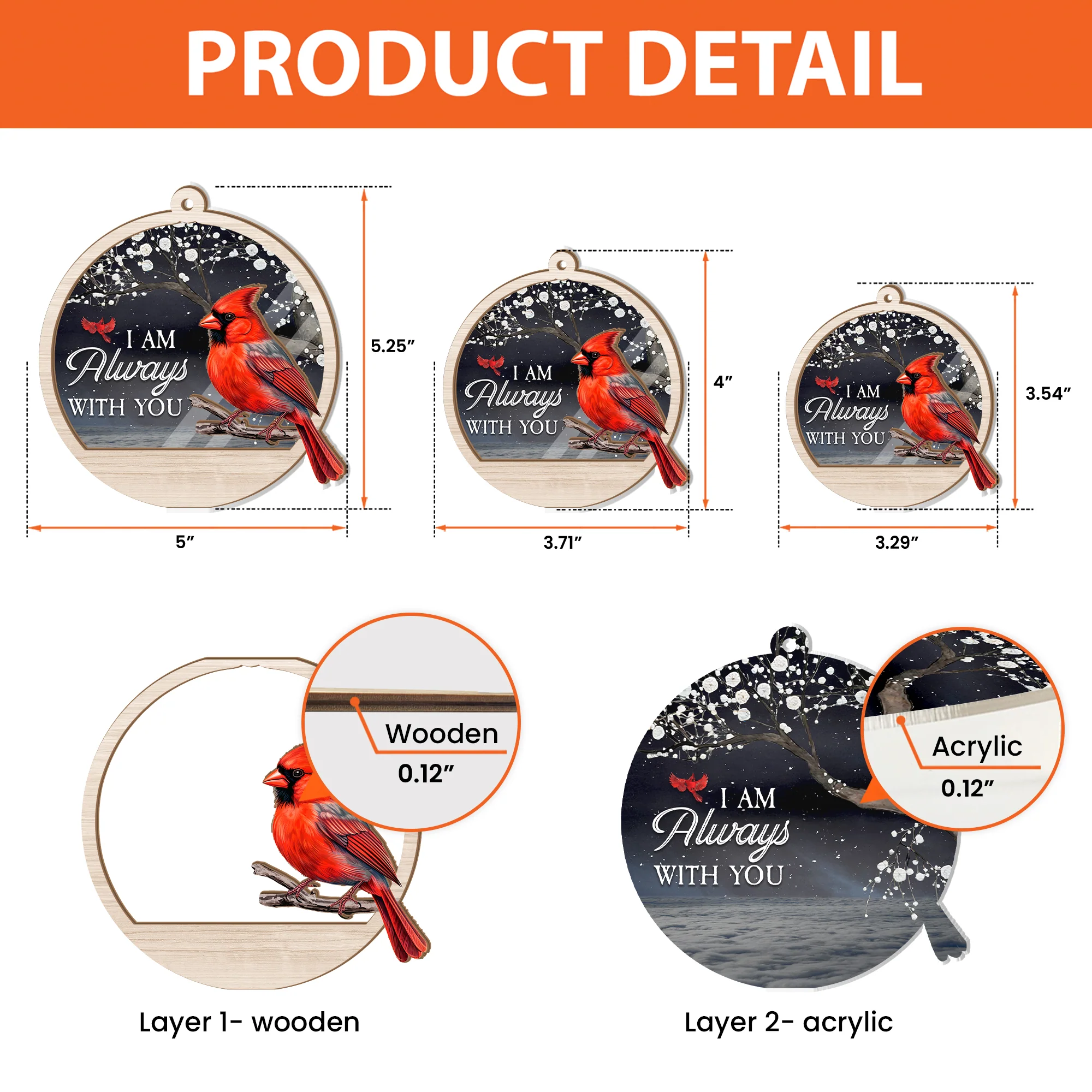 Cardinals Appear When Angels Are Near - Personalized Suncatcher Ornament - Image 4