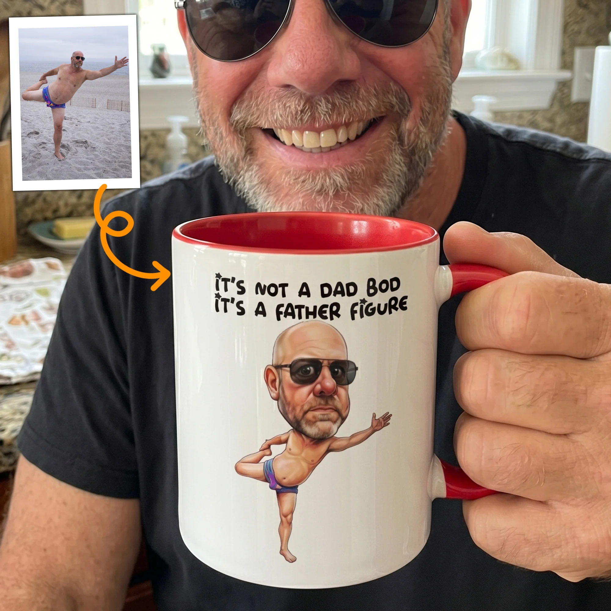 Caricature Funny Mug For Dad, Family - Custom Cartoon Drawing From Photo - Personalized Mug - Image 4