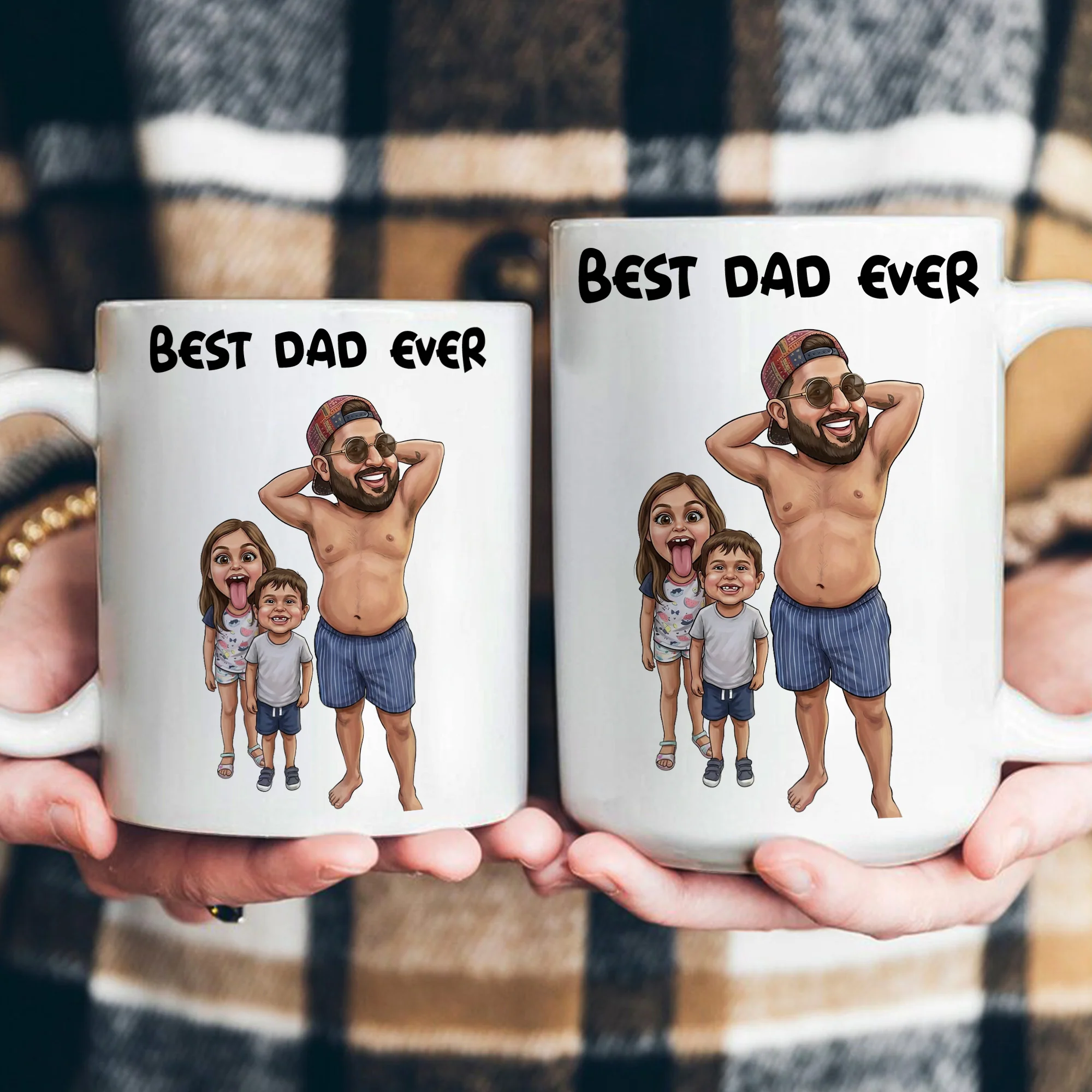Caricature Funny Mug For Dad, Family - Custom Cartoon Drawing From Photo - Personalized Mug - Image 5