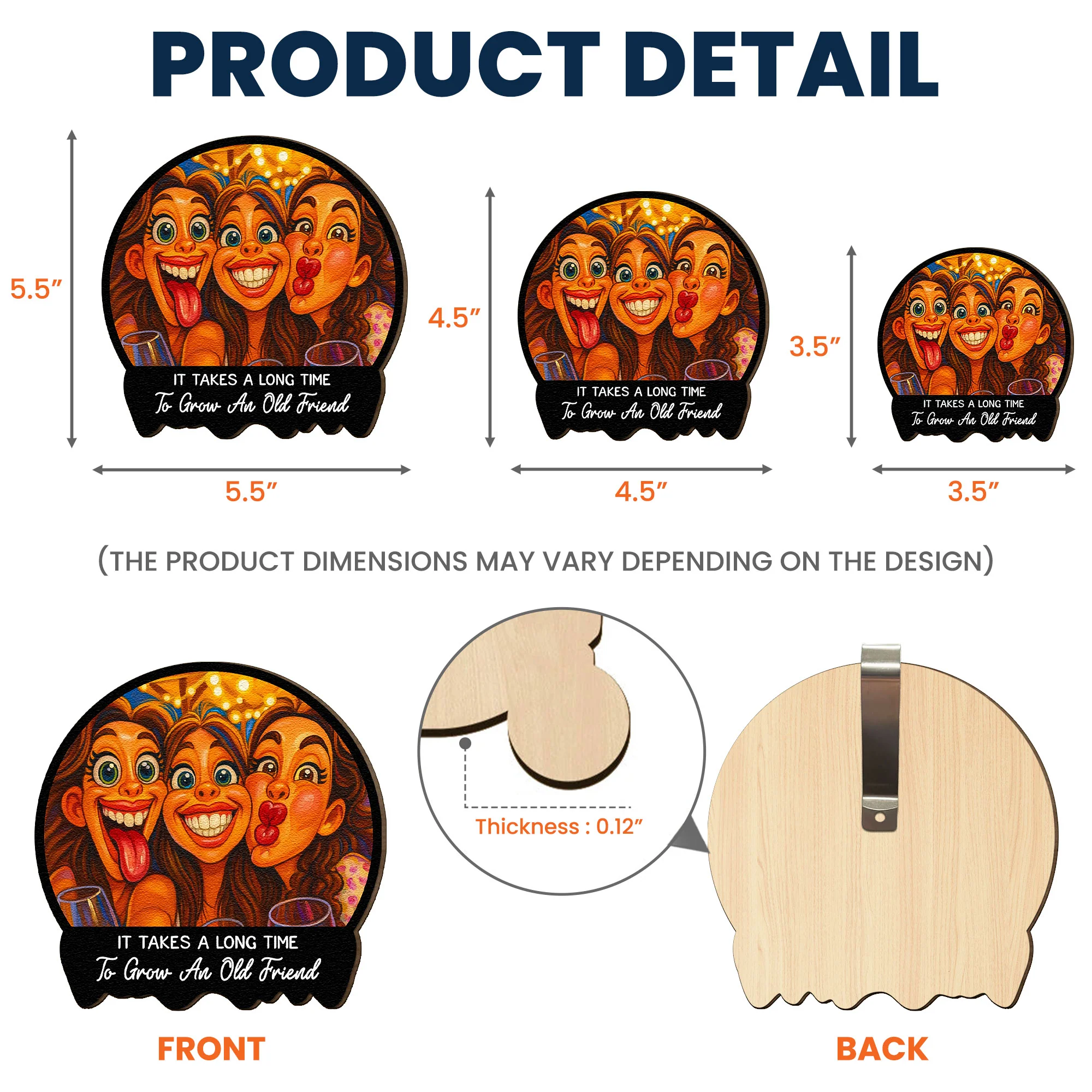 Caricature Wall Art For Friend, Bestie - Cartoon Your Photo - Personalized Wooden Photo Car Visor Clip - Image 5