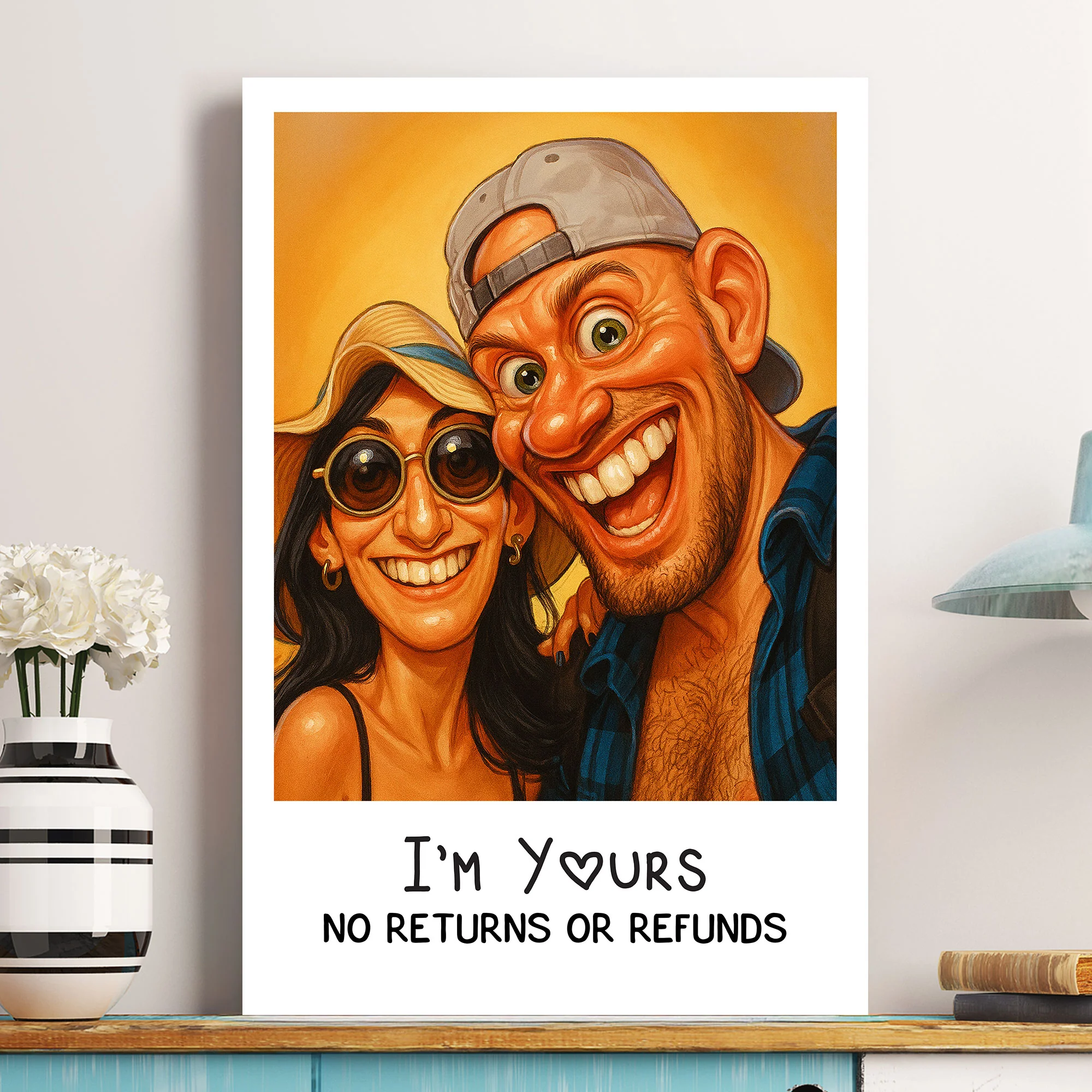 Caricature Wall Art For Funny Couples - Custom Cartoon Drawing From Photo - Personalized Photo Poster - Image 5