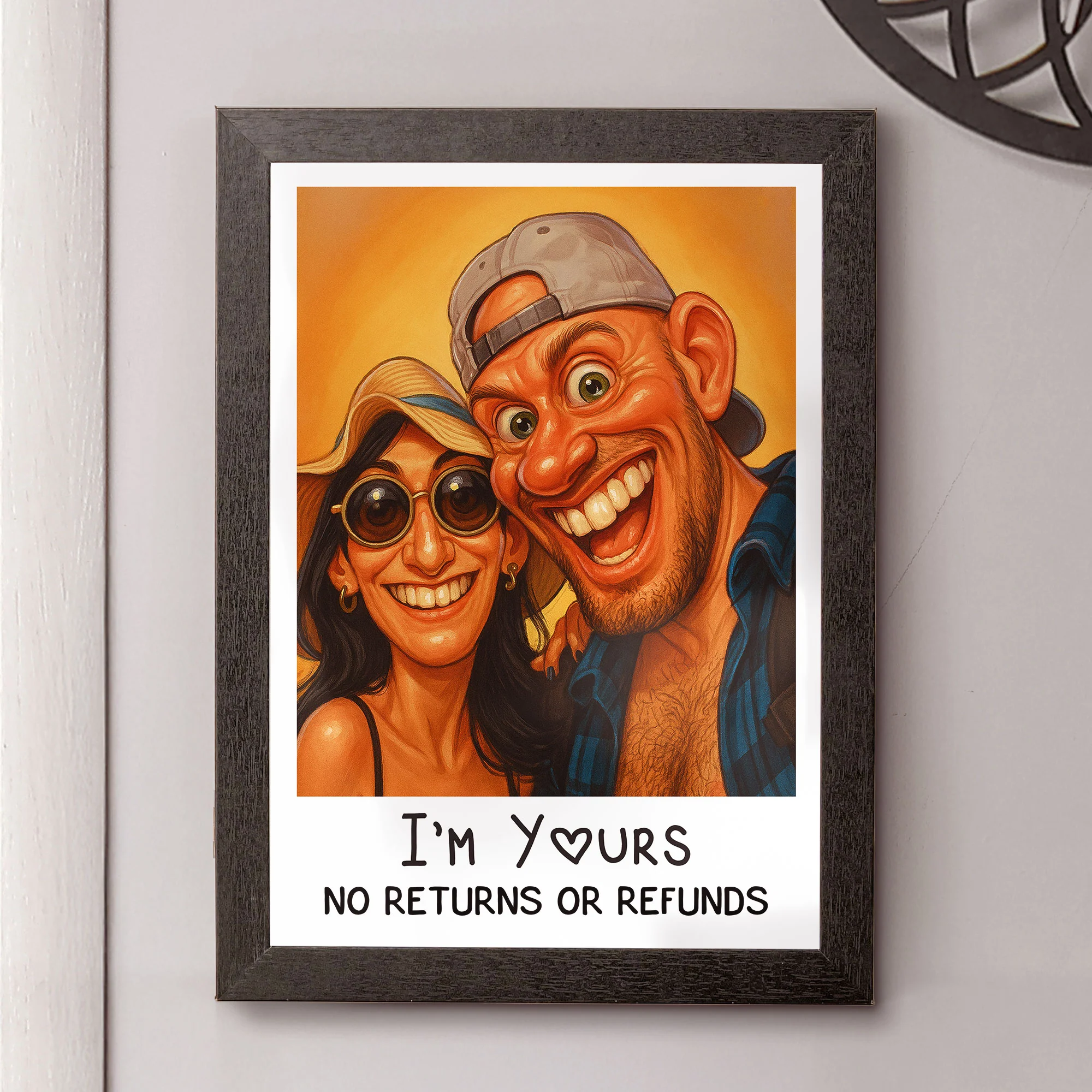 Caricature Wall Art For Funny Couples From Photo - Personalized Hidden Key Holder Photo Frame - Image 2