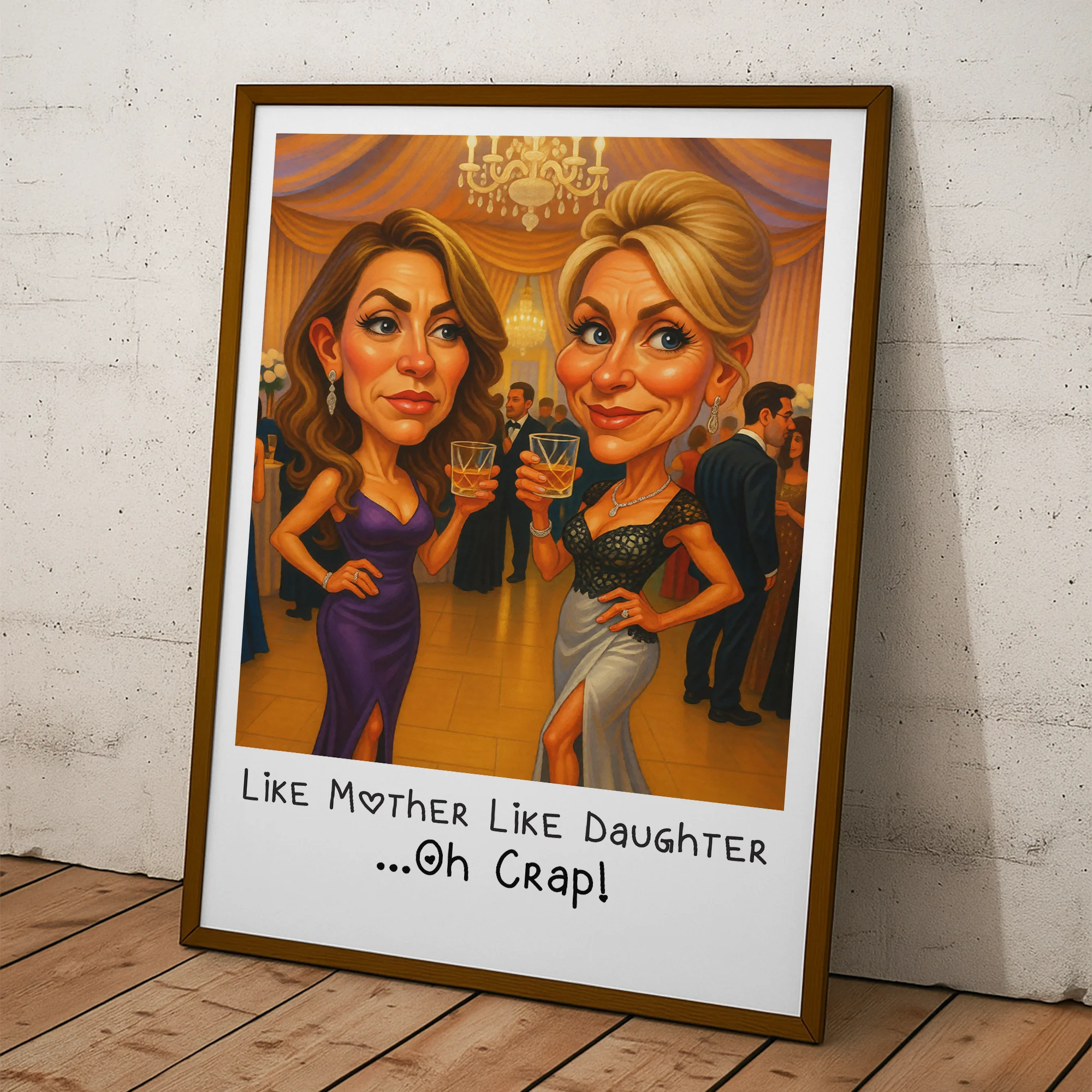 Caricature Wall Art For Mother & Daughters, Sons, Family - Personalized Poster - Image 2