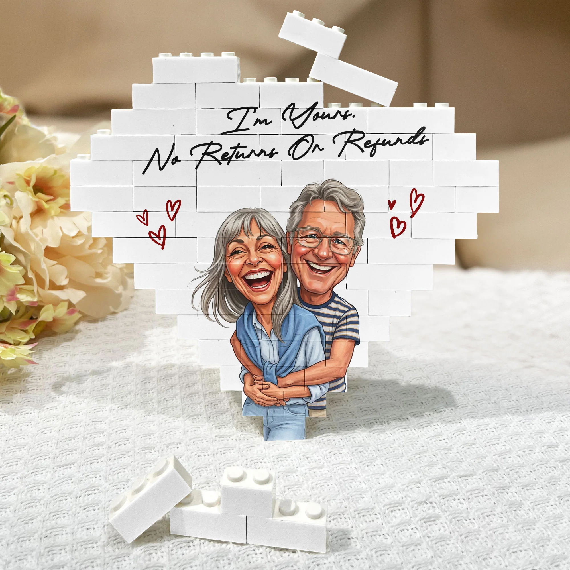 Caricature Your Photo Gift For Funny Couples, Anniversary Gift - Personalized Building Blocks - Image 6