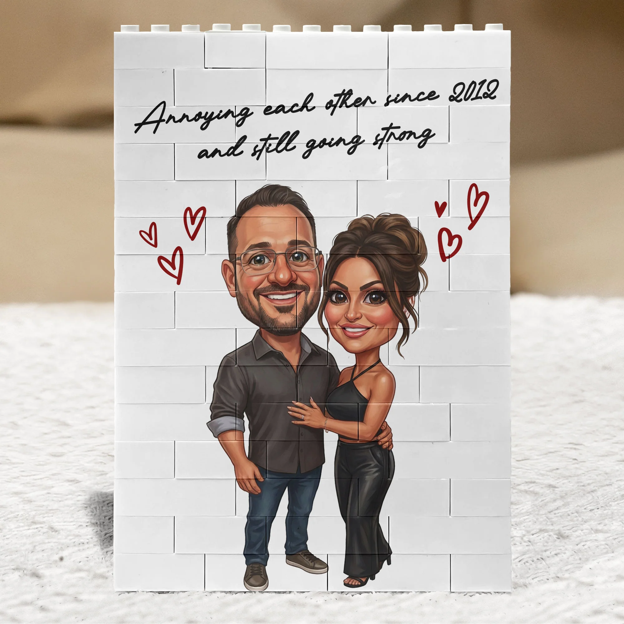 Caricature Your Photo Gift For Funny Couples, Anniversary Gift - Personalized Building Blocks - Image 8