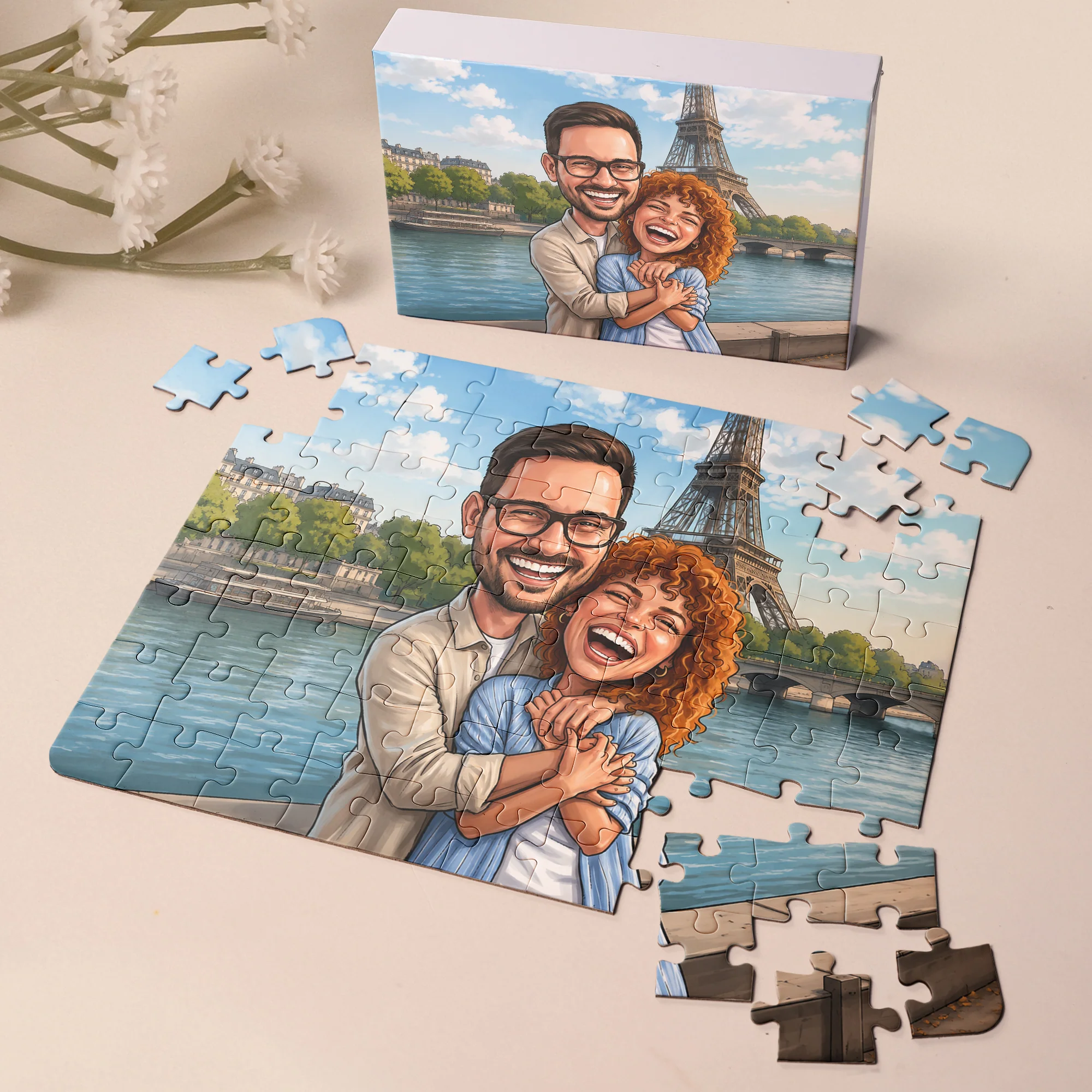 Caricature Your Photo Gift For Funny Couples, Anniversary Gifts - Personalized Puzzle