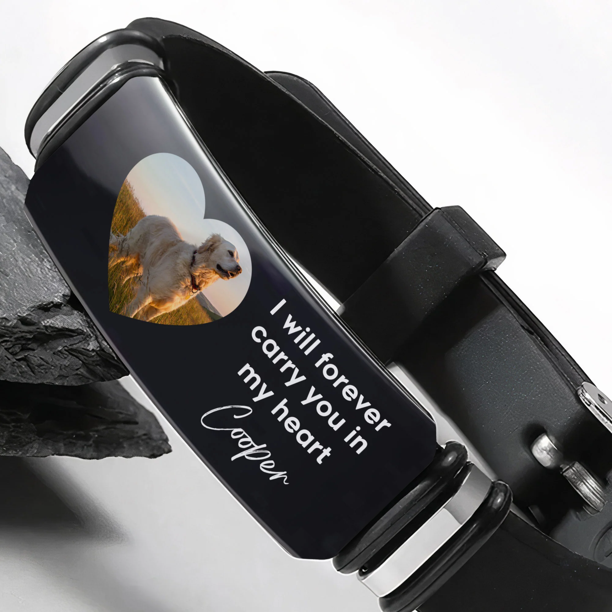 Carry You In My Heart Pet Memorial Gift - Personalized Photo Engraved Bracelet - Image 5