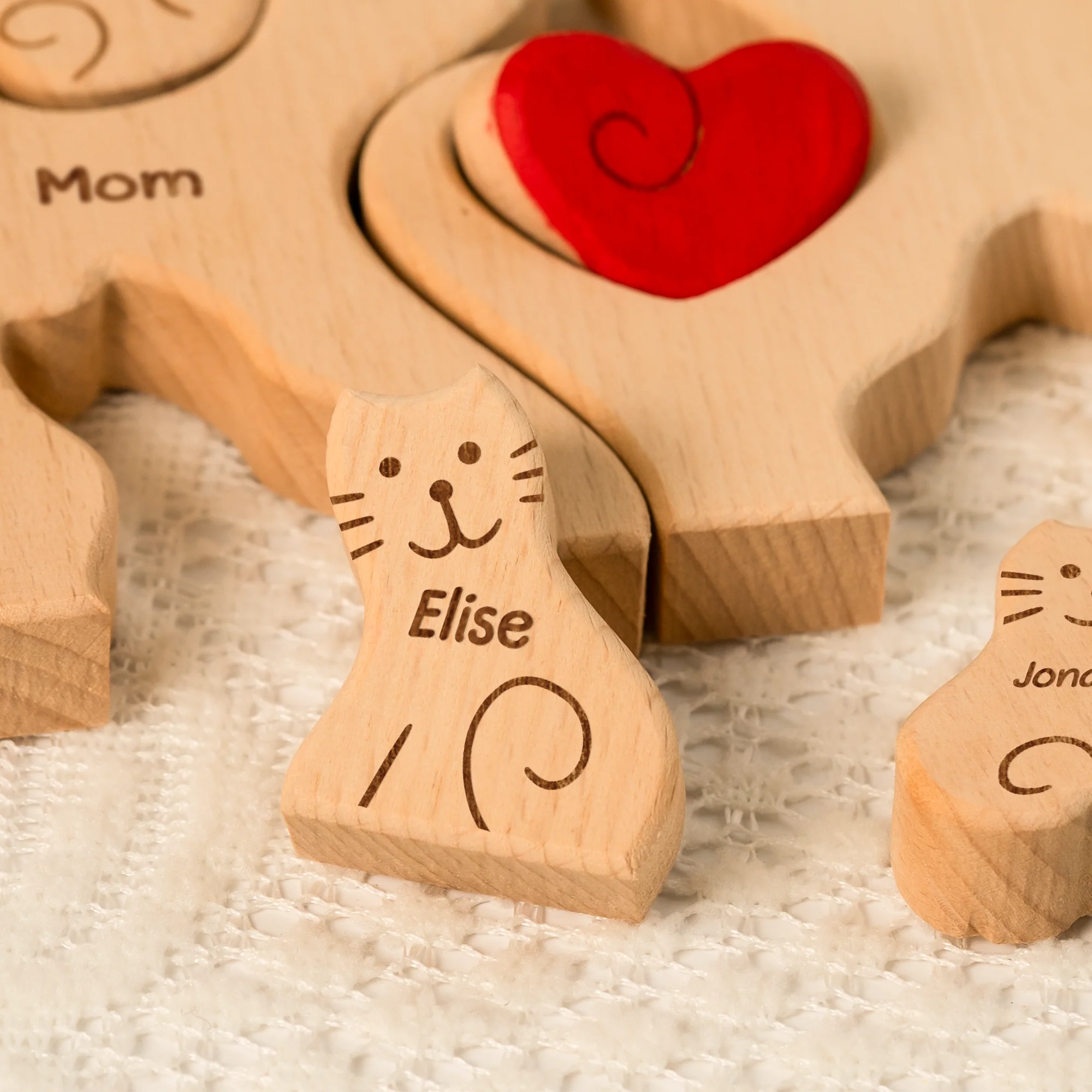 Cat Family - Personalized Wooden Cat Family Puzzle - Image 4
