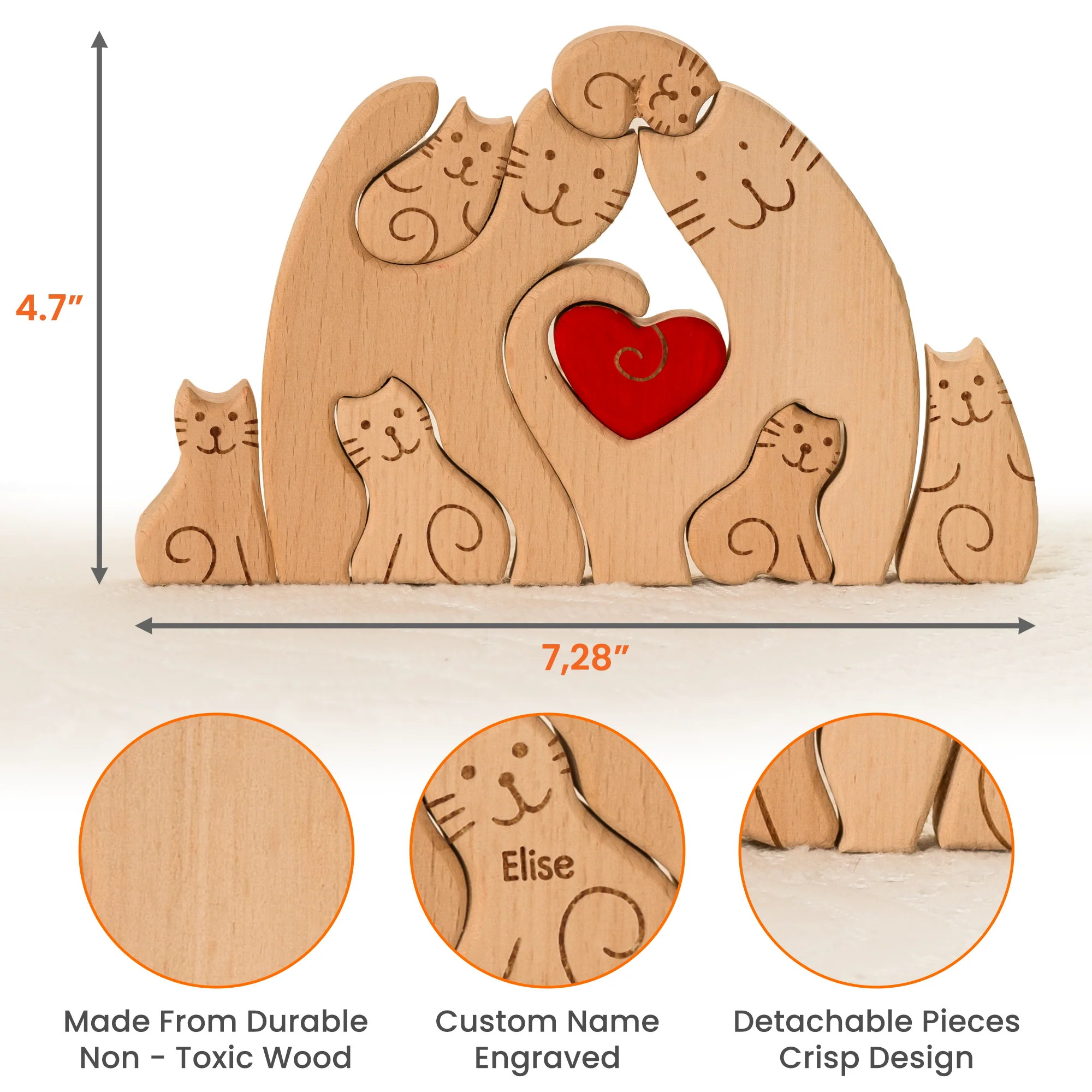 Cat Family - Personalized Wooden Cat Family Puzzle - Image 5