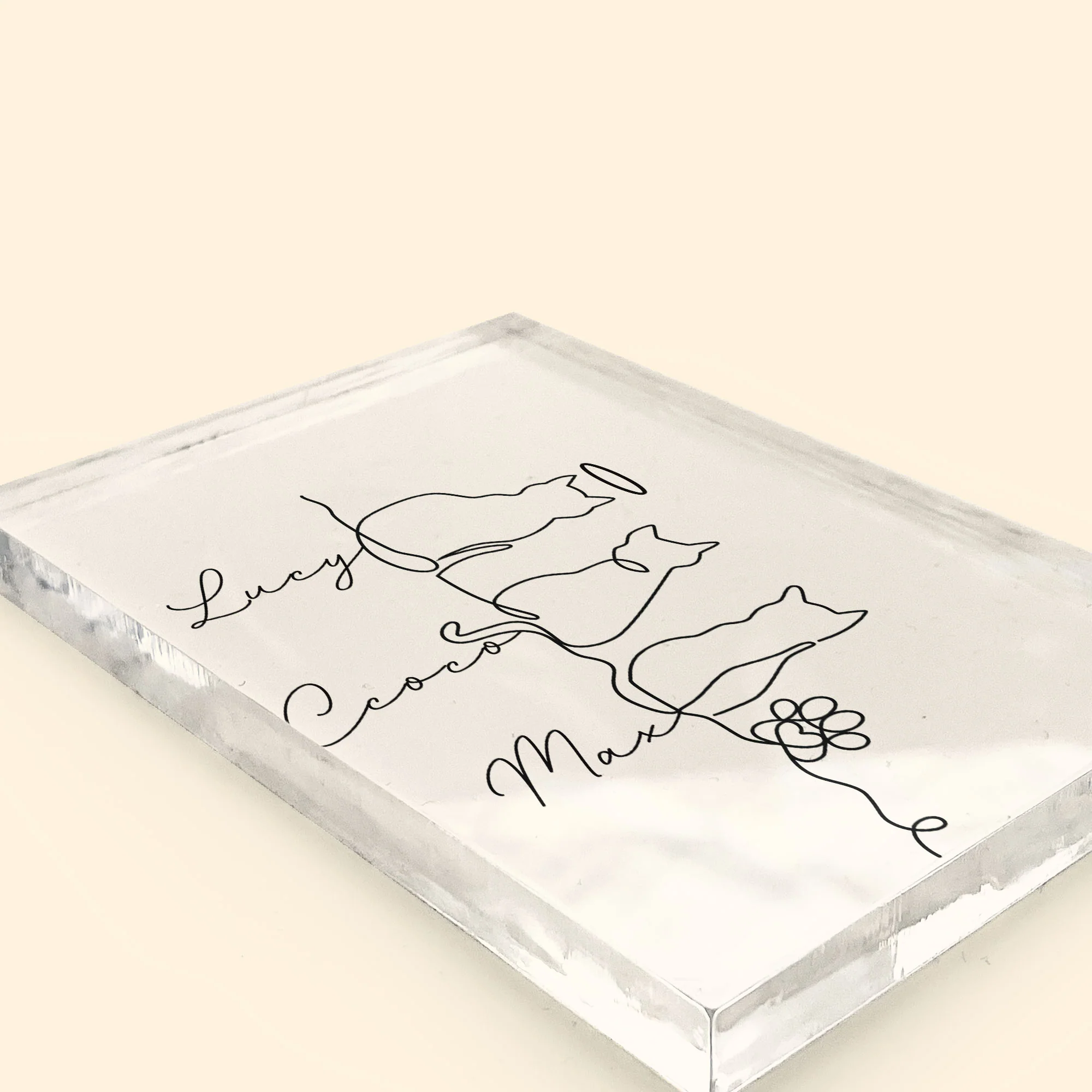 Cat Line Art Gift For Cat Lovers - Personalized Acrylic Plaque - Image 4