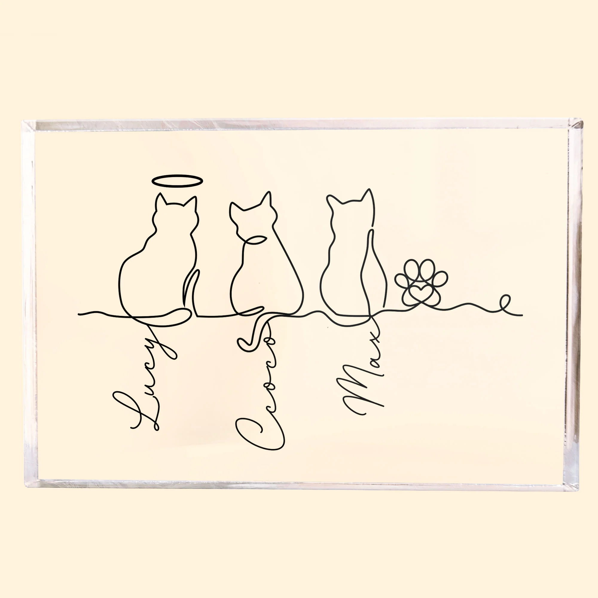 Cat Line Art Gift For Cat Lovers - Personalized Acrylic Plaque - Image 5