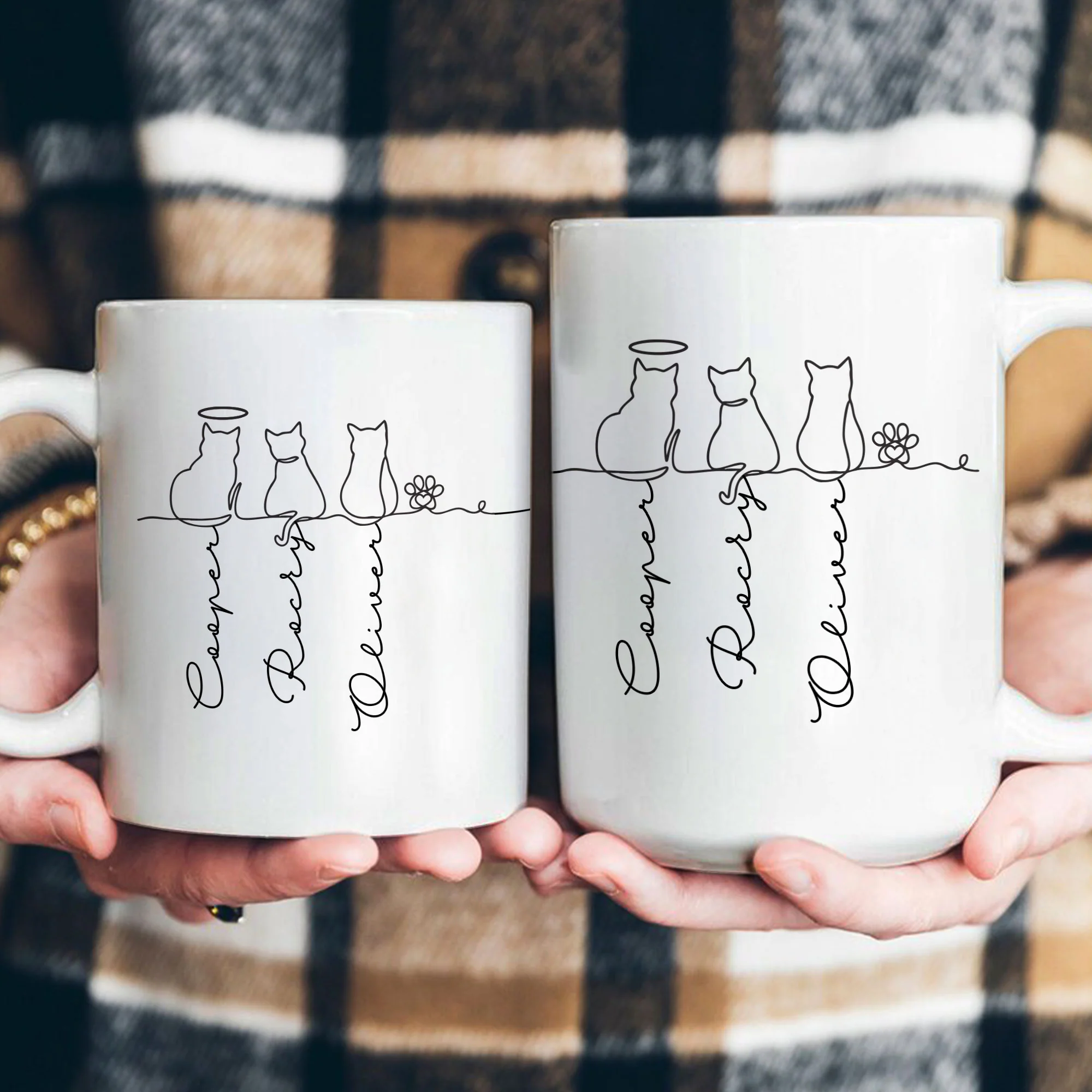 Cat Line Art Gift For Cat Lovers - Personalized Mug - Image 4