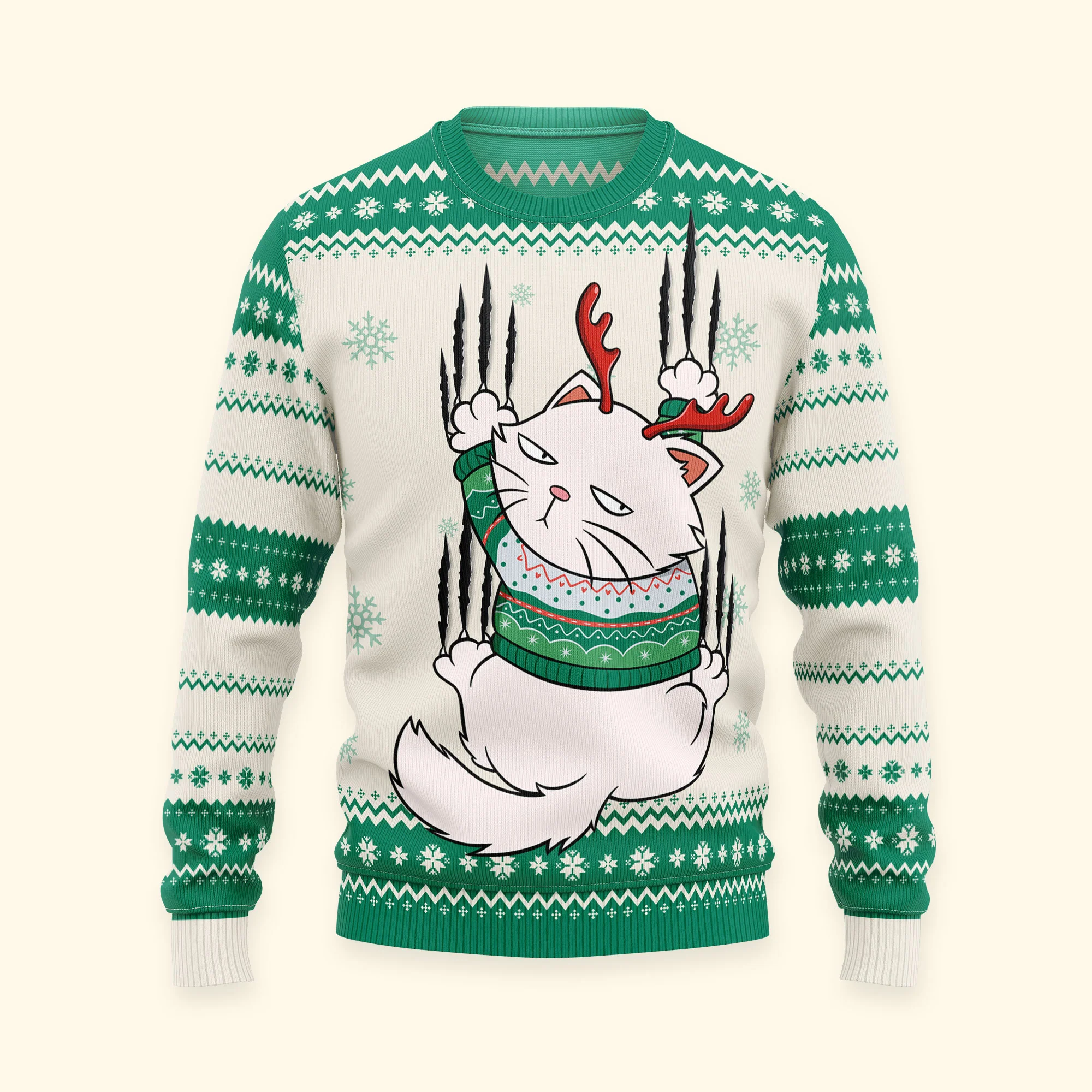Cat Lovers Meowy Christmas - Personalized Ugly Sweater - Image 5