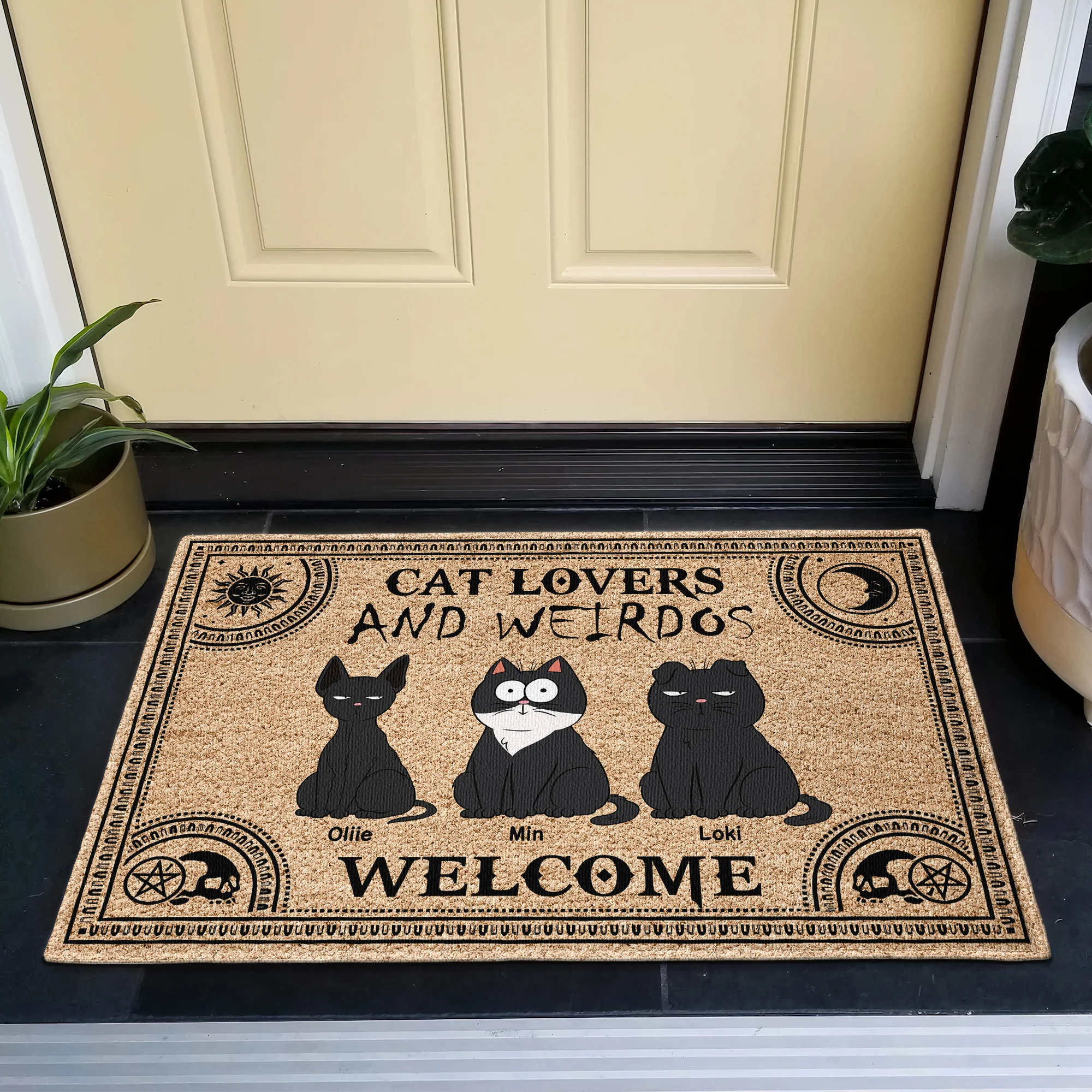Cat Lovers & Weirdos Welcome - Personalized Doormat - Image 4