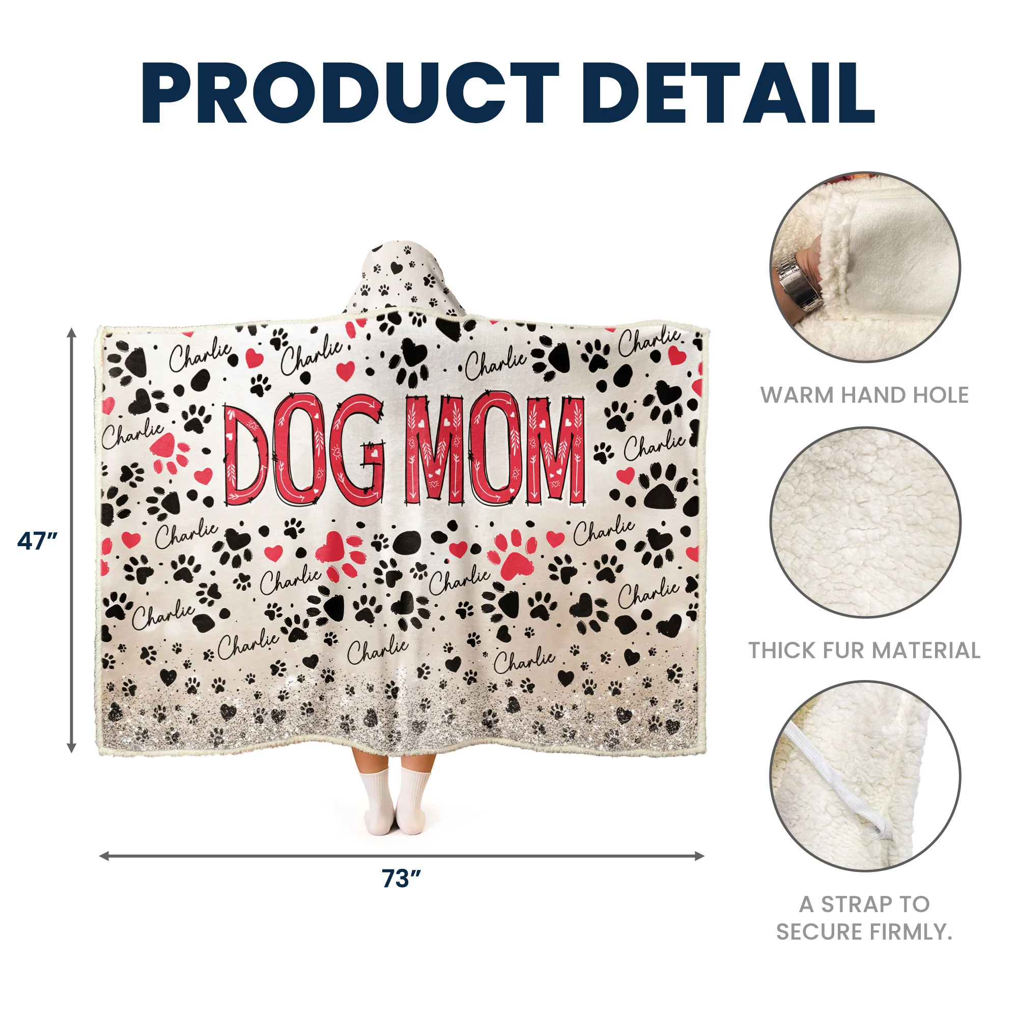 Cat Mom Dog Mom - Personalized Wearable Blanket Hoodie - Image 6