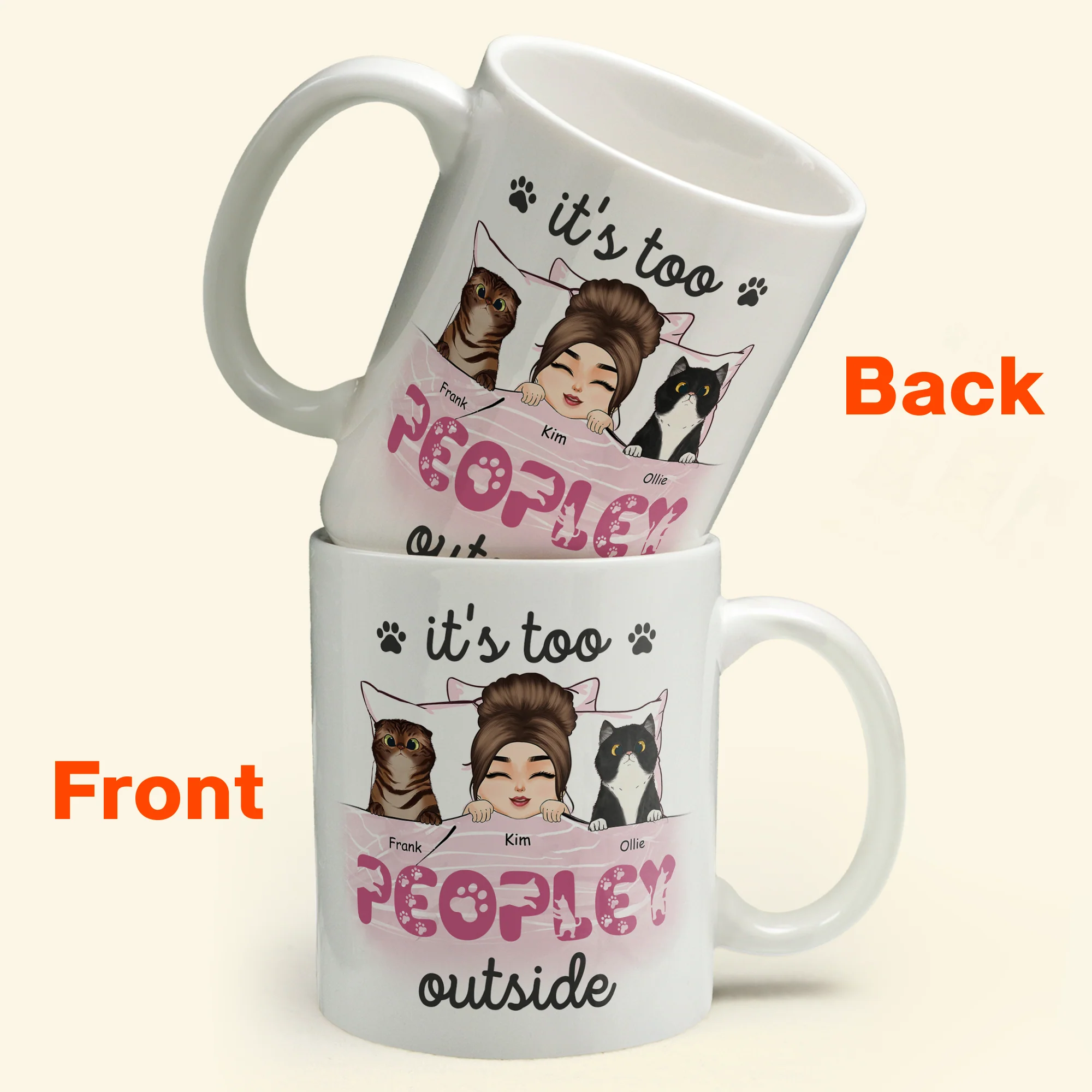 Cat Mom Inside - Personalized Mug - Birthday Gift For Cat Mom, Cat Lover, Fur Mama - Image 2